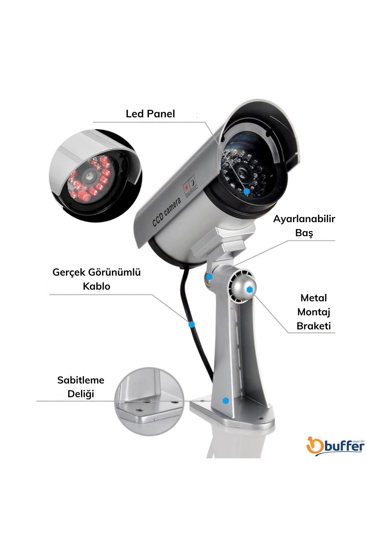 TBL Dekor® %100 Gerçekçi İç ve Dış Mekan İçin Sahte Güvenlik Kamerası