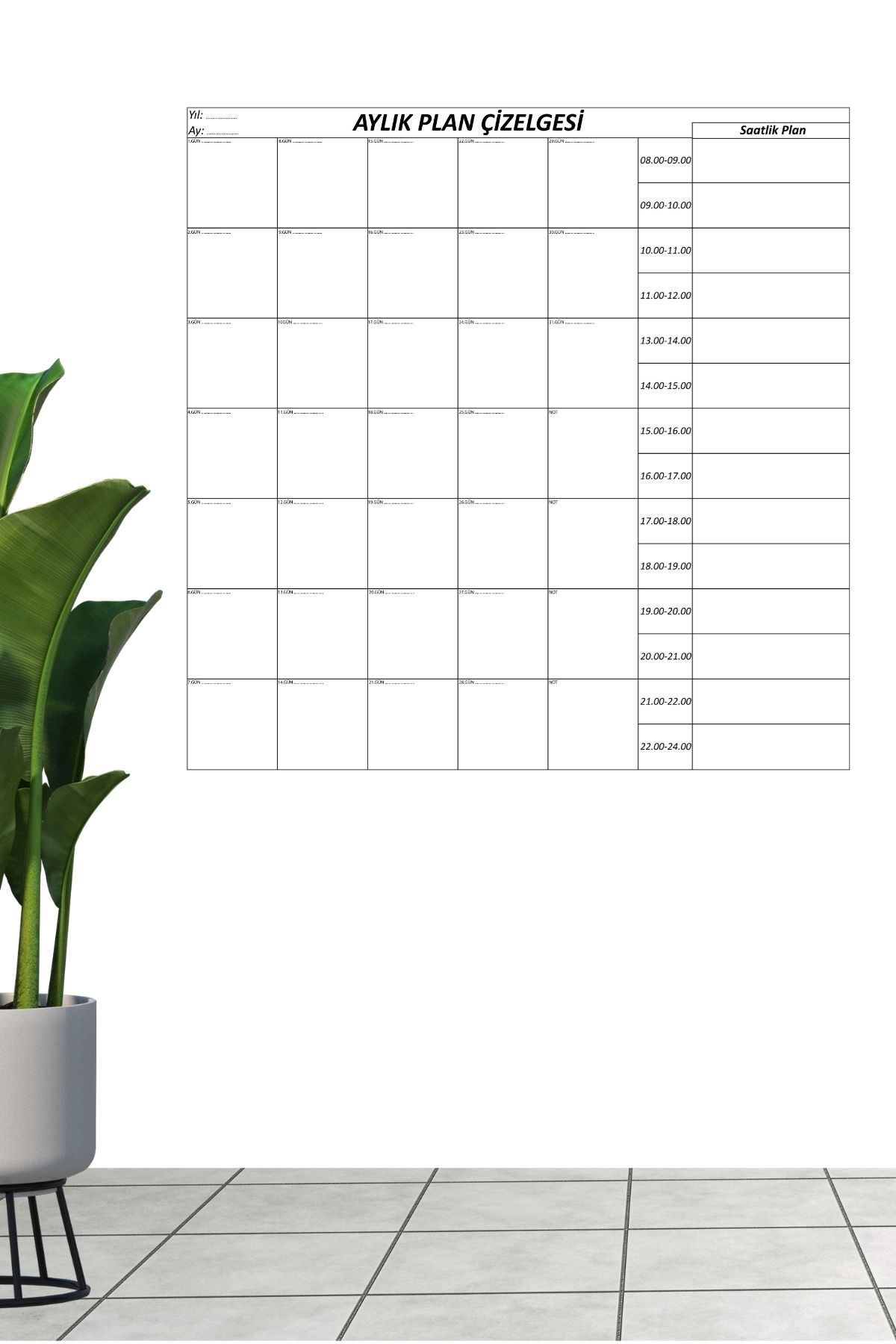 TBL Dekor® Aylık Planlayıcı Manyetik Duvar Stickerı Takvim Plan Çizelgesi