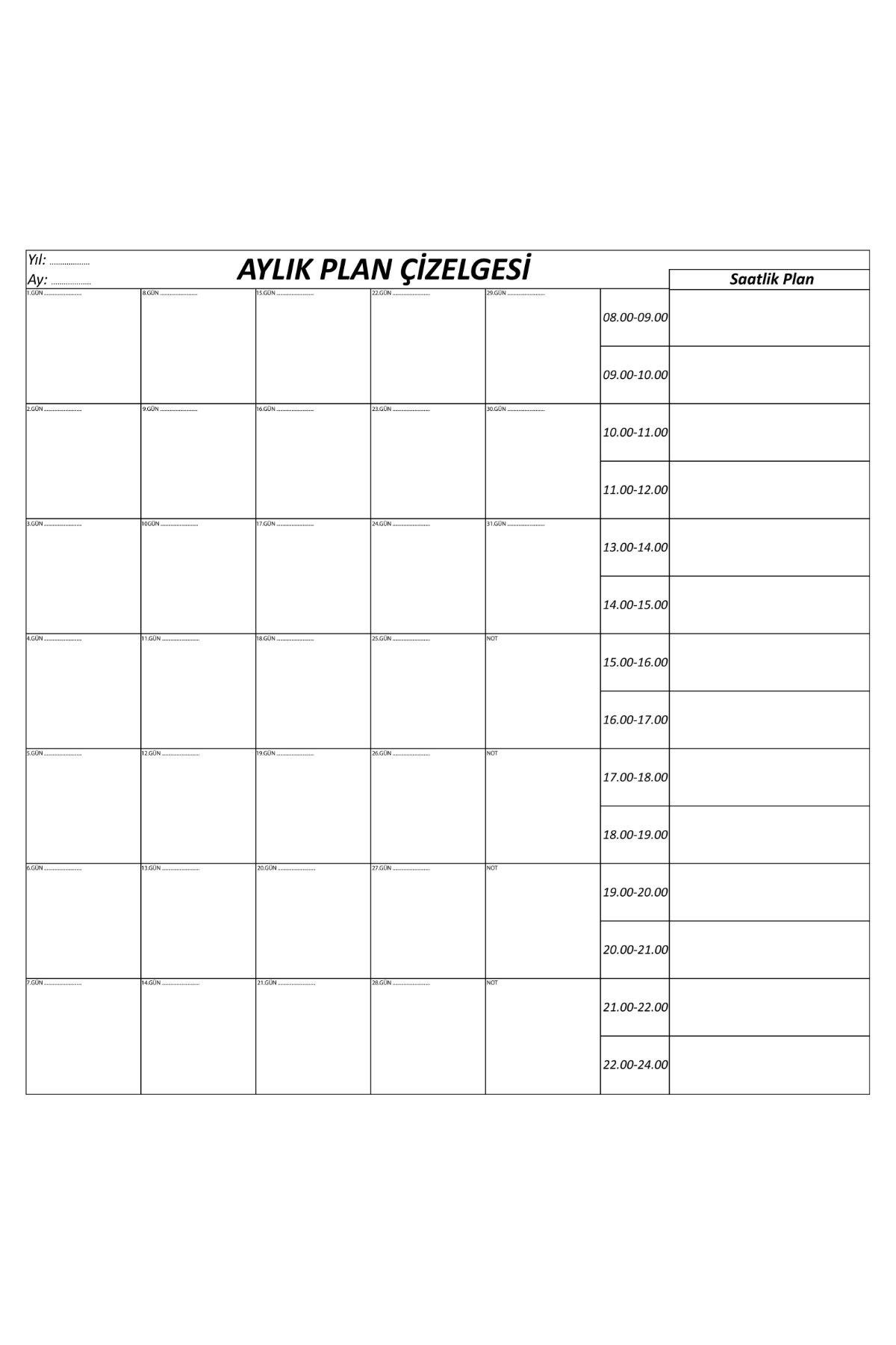 TBL Dekor® Aylık Planlayıcı Manyetik Duvar Stickerı Takvim Plan Çizelgesi