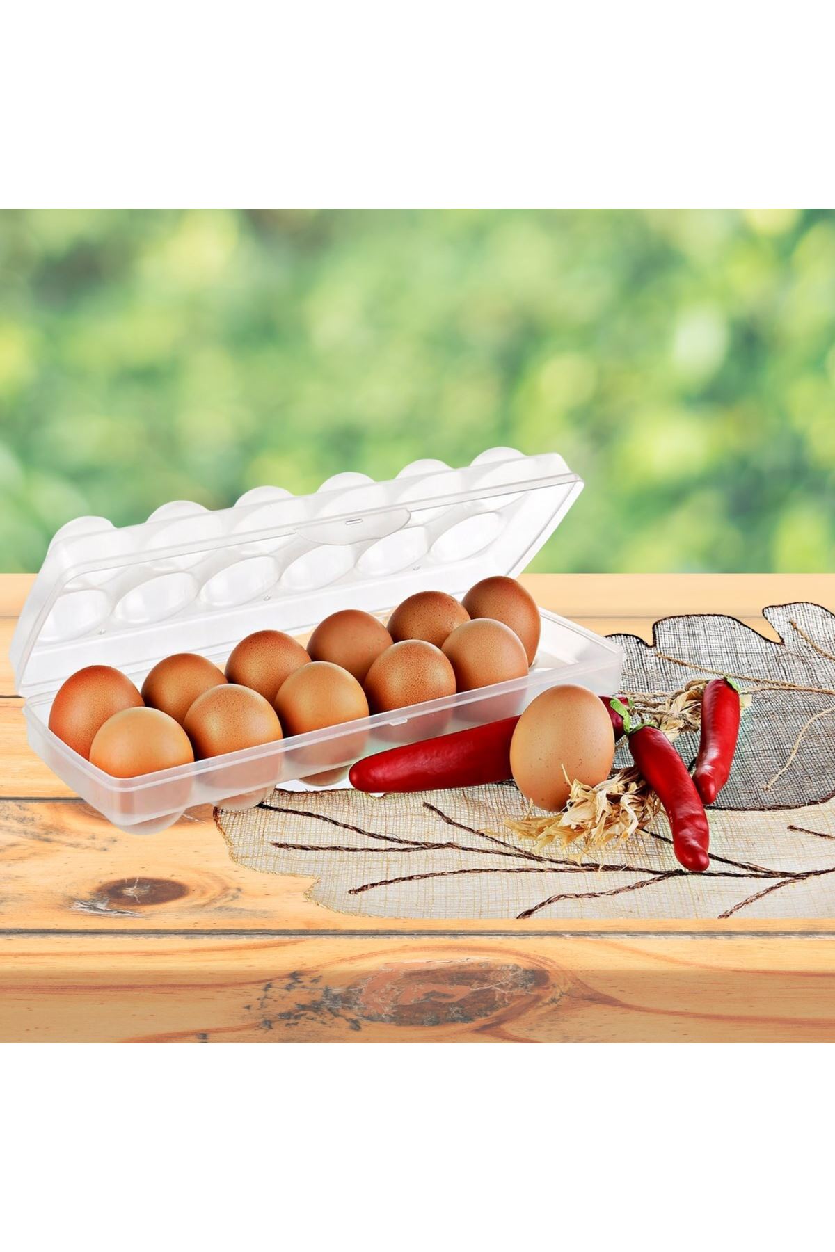 TBL Dekor® 12li Şeffaf Kapaklı Kilitli Yumurta Saklama Kabı Kutusu Aparatı