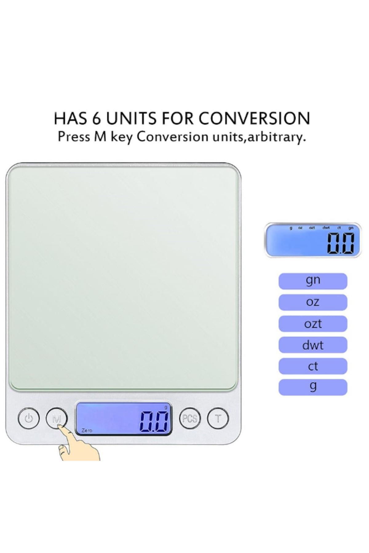 TBL Dekor® Dijital Hassas Mutfak Terazisi Hassas Tartı 2000 Gr/01 Gr Hassasiyet