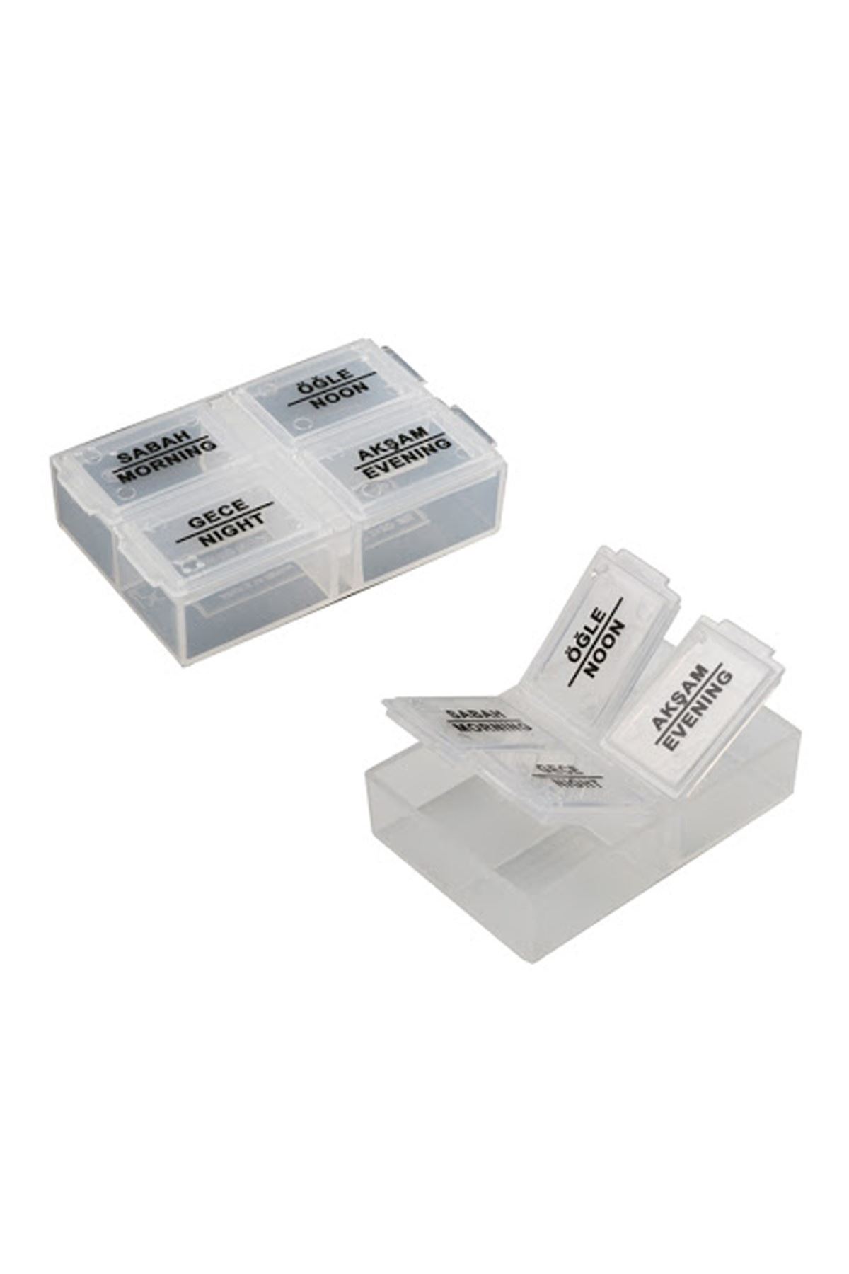 TBL Dekor® 4 Öğün Günlük Hap İlaç Saklama Taşıma Kutusu İlaç Hatırlatıcı