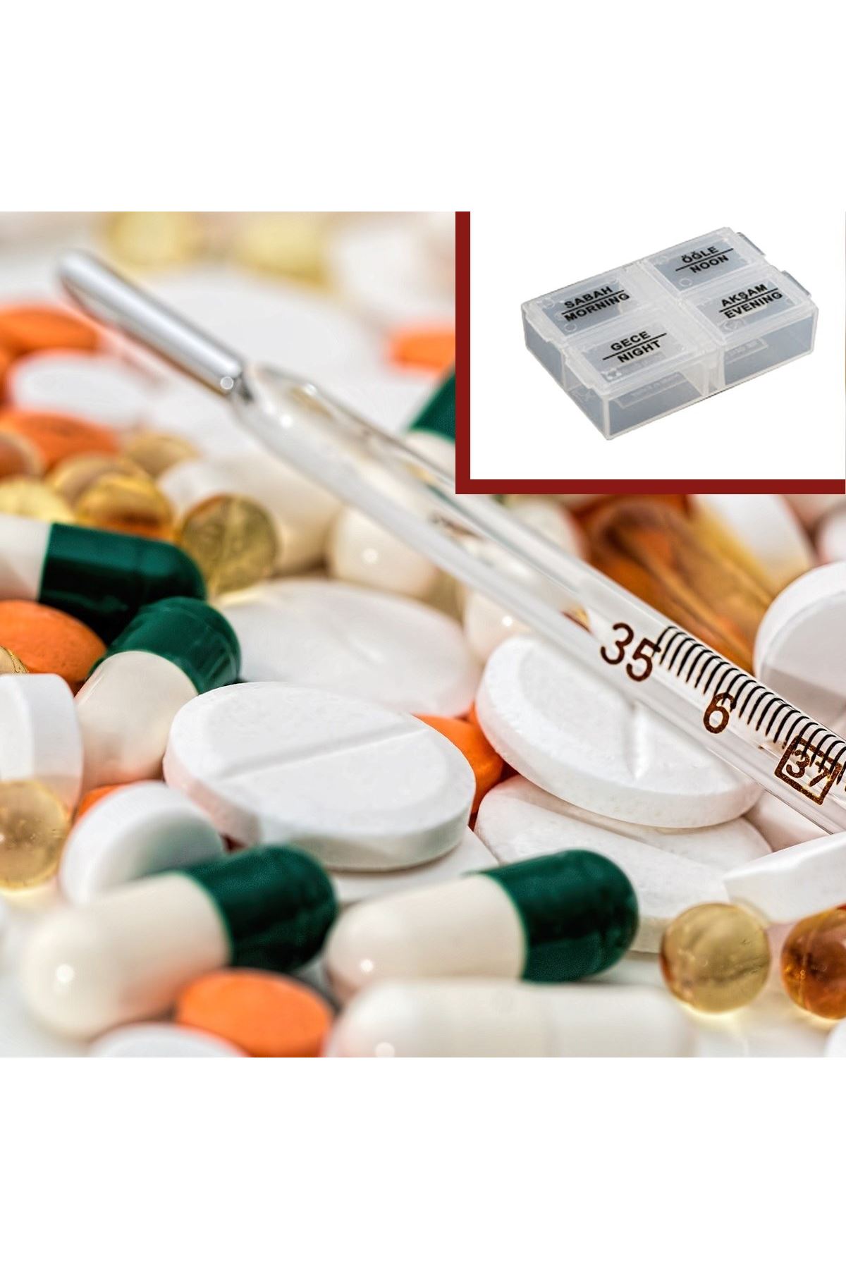 TBL Dekor® 4 Öğün Günlük Hap İlaç Saklama Taşıma Kutusu İlaç Hatırlatıcı