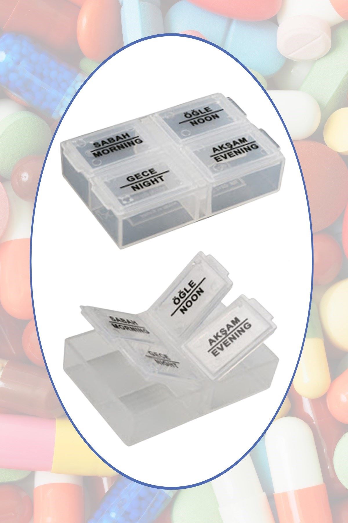 TBL Dekor® 4 Öğün Günlük Hap İlaç Saklama Taşıma Kutusu İlaç Hatırlatıcı
