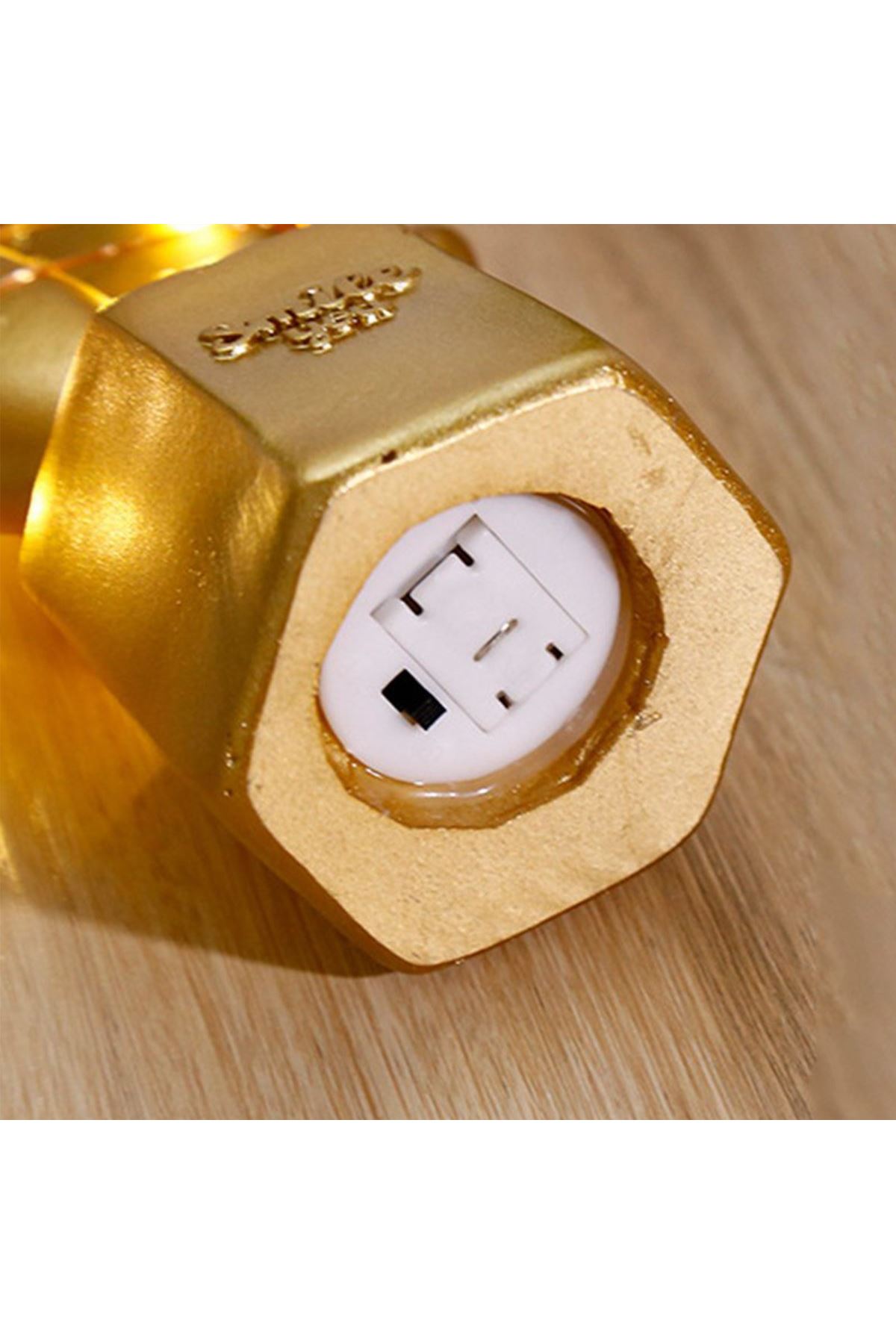 TBL Dekor® Led Işıklı Sevimli Kaktüs Dekoratif Masa Lambası Mini Biblo Gece Lambası-GOLD