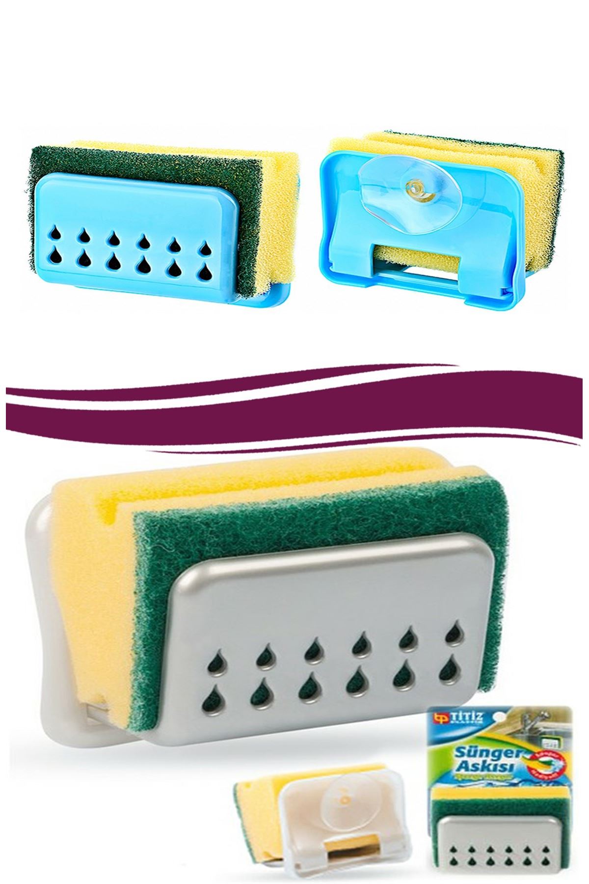 TBL Dekor® Pratik Mutfak Lavabo Vantuzlu Bulaşık Süngeri Askısı Aparatı