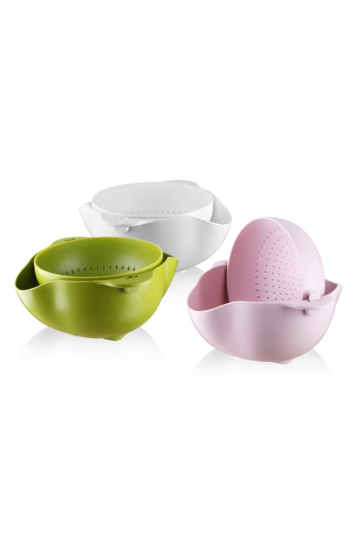 TBL Dekor® Çok Amaçlı 360 Derece Dönebilir Pratik Hazneli Mutfak Süzgeç Elek