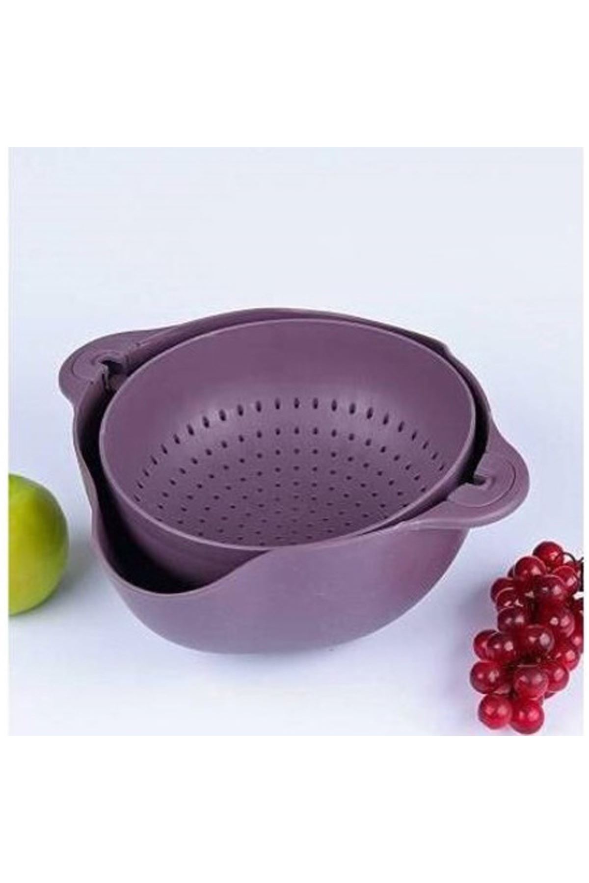 TBL Dekor® Çok Amaçlı 360 Derece Dönebilir Pratik Hazneli Mutfak Süzgeç Elek