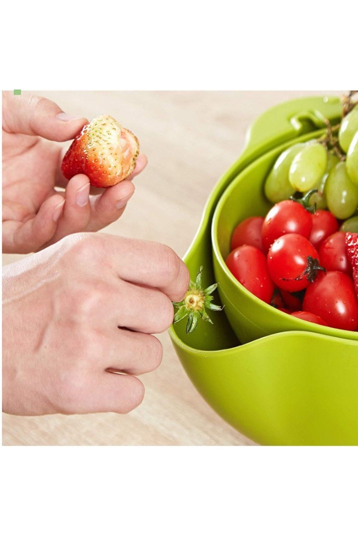 TBL Dekor® Çok Amaçlı 360 Derece Dönebilir Pratik Hazneli Mutfak Süzgeç Elek