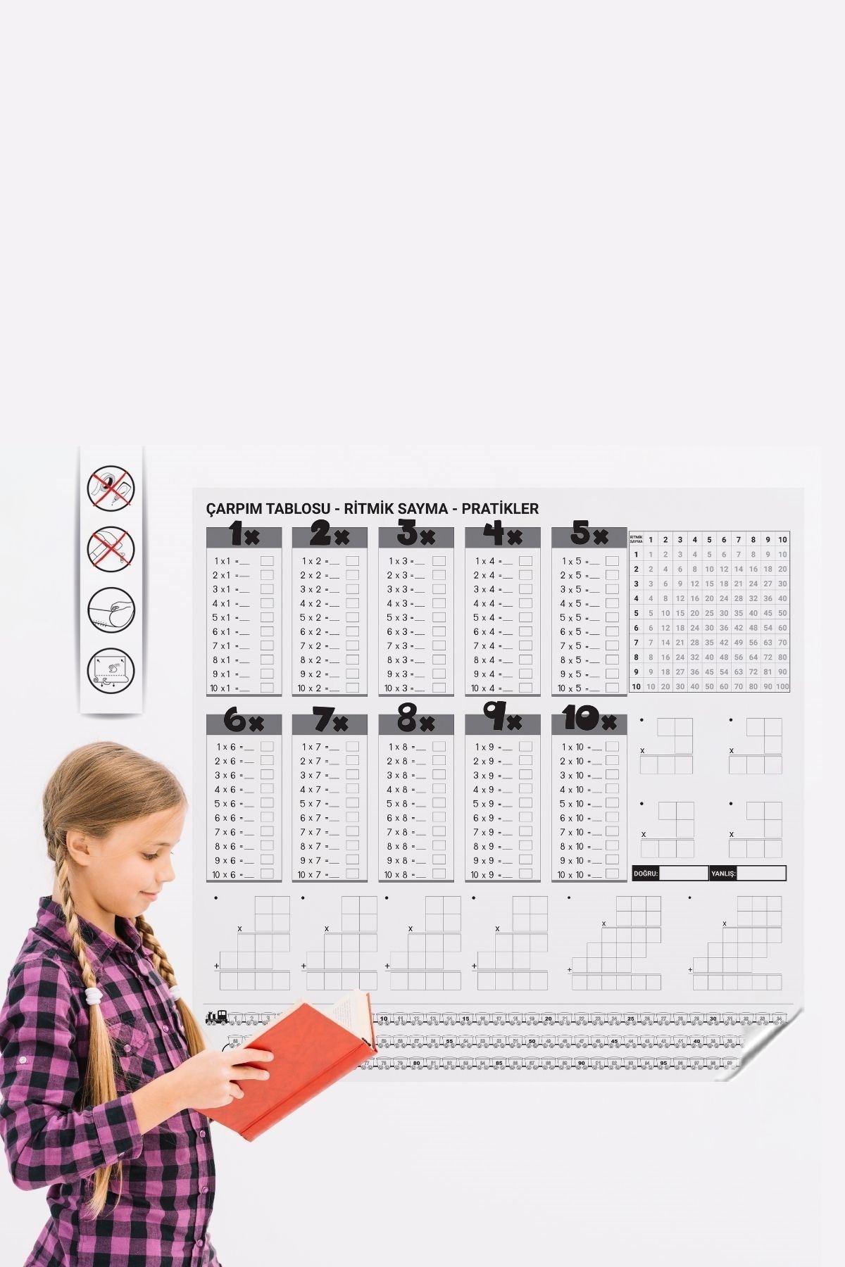 TBL Dekor® Çarpım Tablosu Ezberleme Manyetik Duvar Stickerı 105 x 100 cm