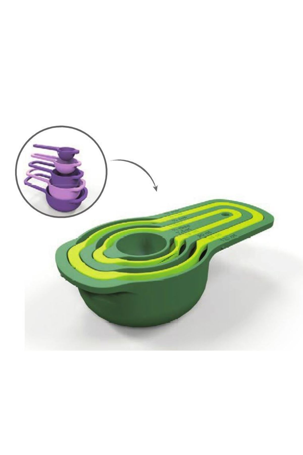 TBL Dekor® Pratik Ölçü Kaşığı Kabı 5li Şeker Baharat Sıvı Ölçer Aparat