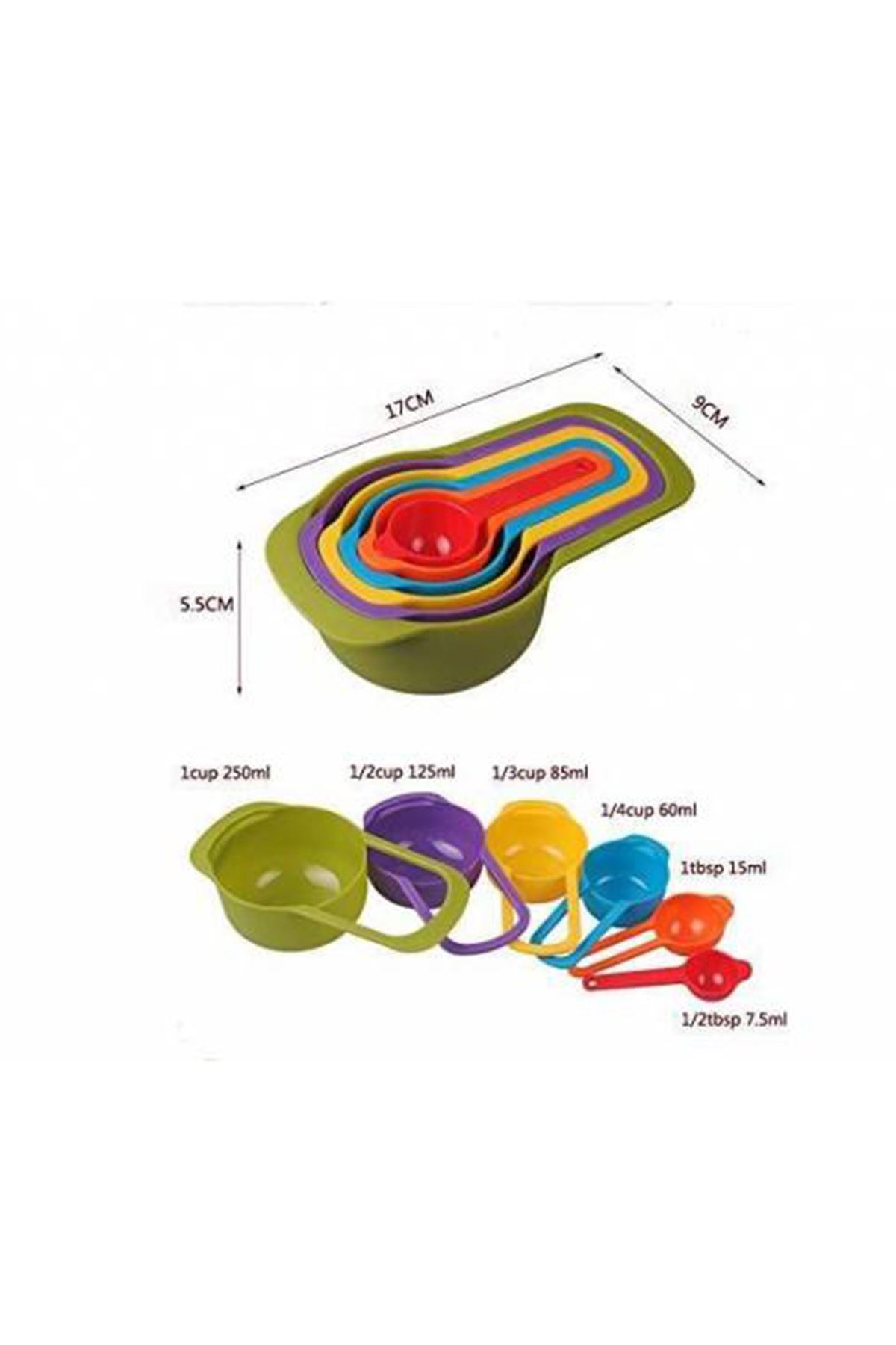 TBL Dekor® Pratik Ölçü Kaşığı Kabı 5li Şeker Baharat Sıvı Ölçer Aparat