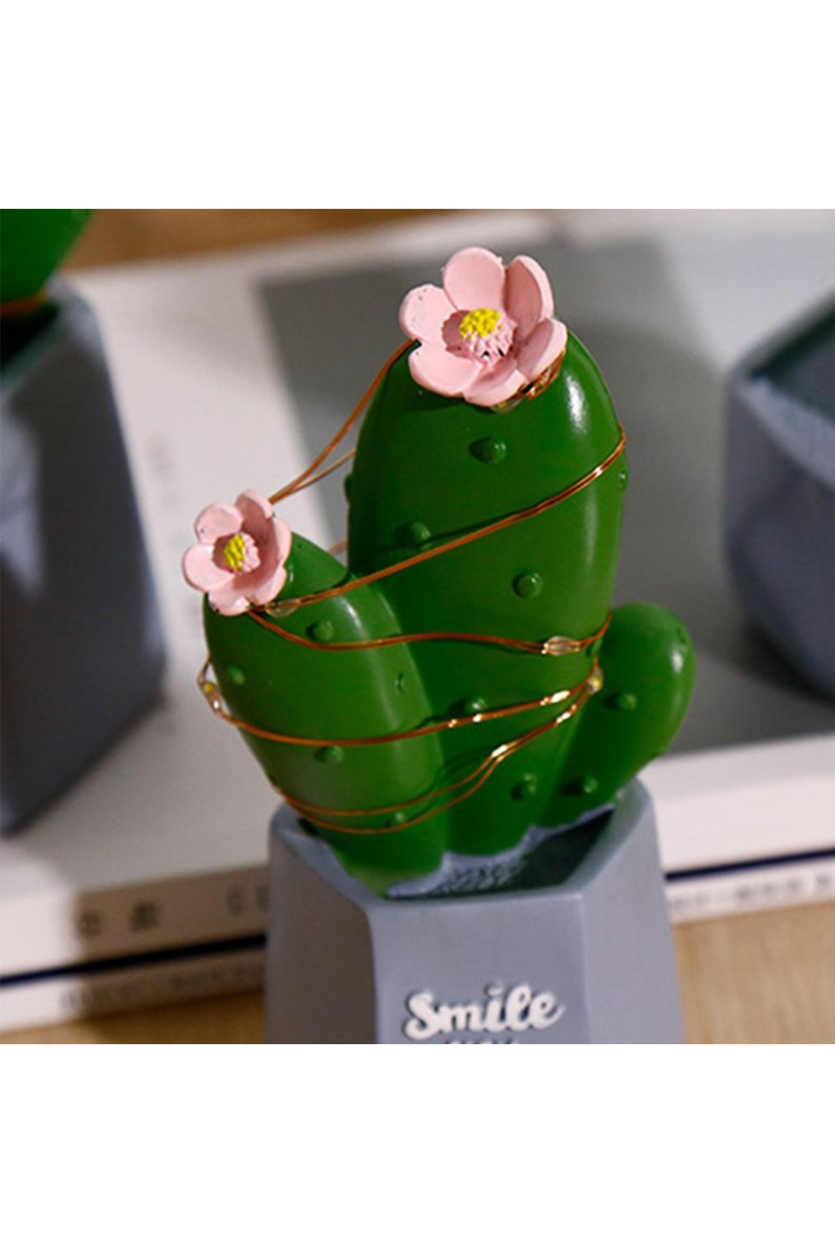 TBL Dekor® Led Işıklı Kaktüs Biblo Ev Dekorasyon ve Hediyelik Eşya Led Aydınlatma