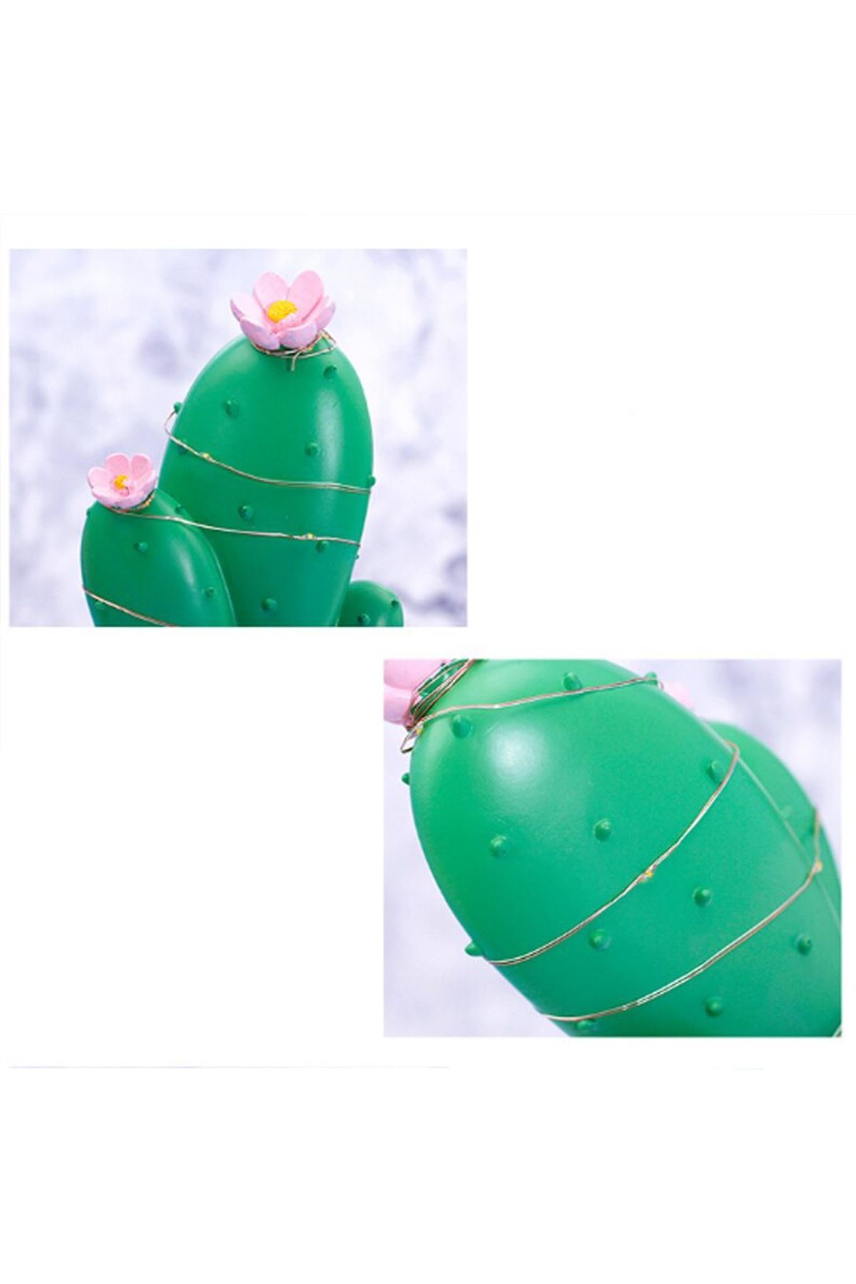 TBL Dekor® Led Işıklı Kaktüs Biblo Ev Dekorasyon ve Hediyelik Eşya Led Aydınlatma