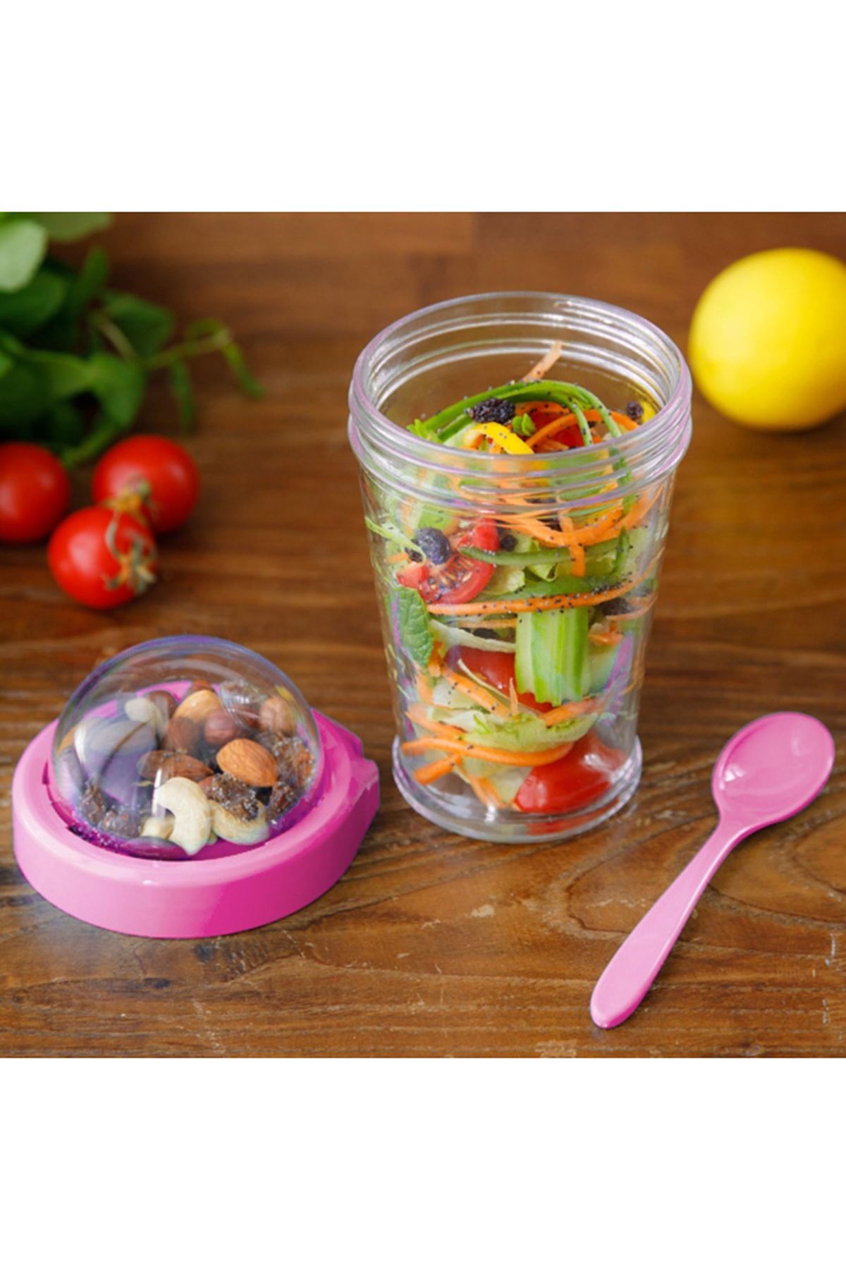 TBL Dekor® Taken Go Kapaklı Kaşıklı Pratik Taşınabilir Meyveli Yoğurt Kabı