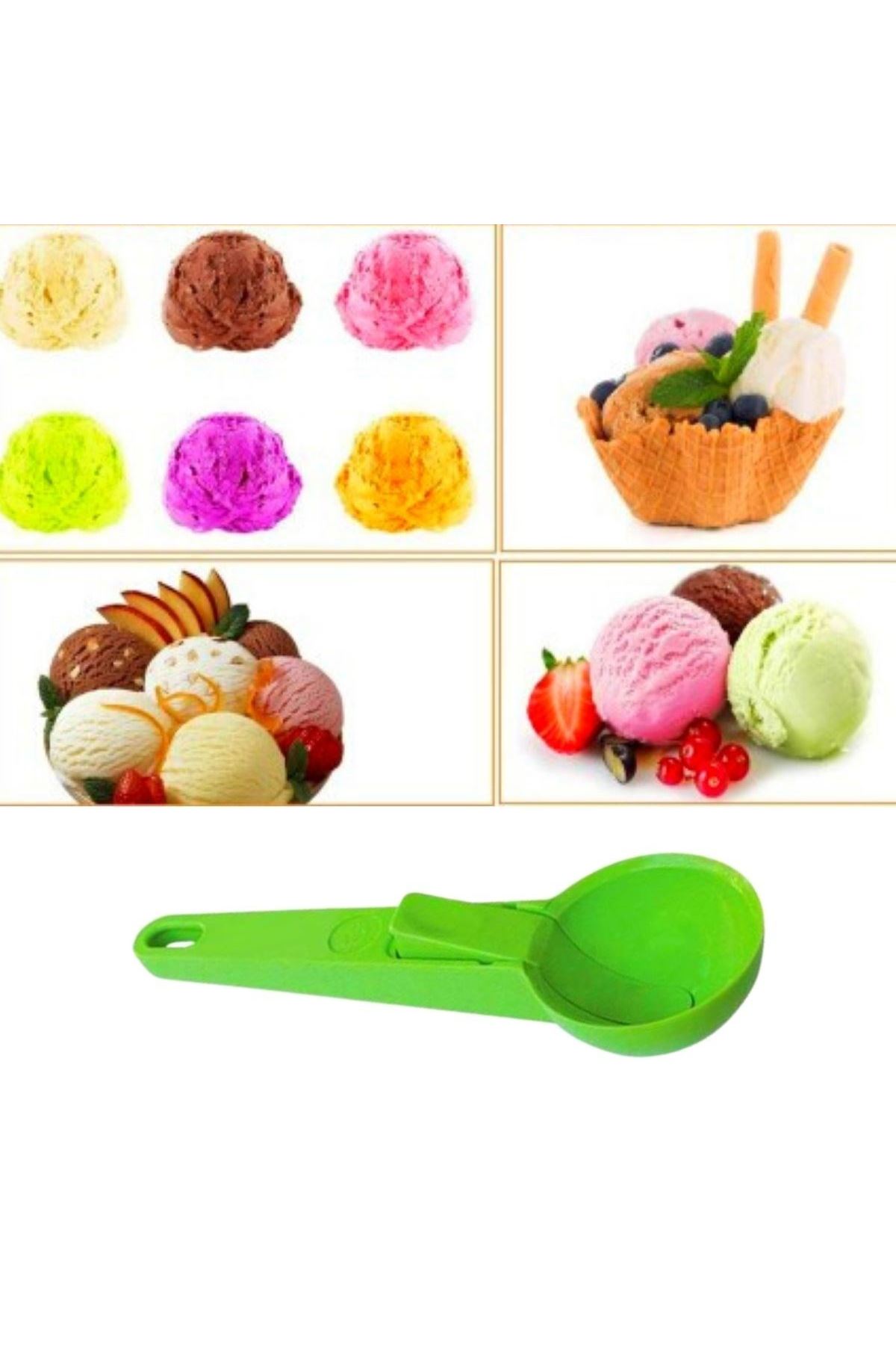 TBL Dekor® Pratik Mandallı Plastik Dondurma Servis Sunum Kepçesi Kaşığı