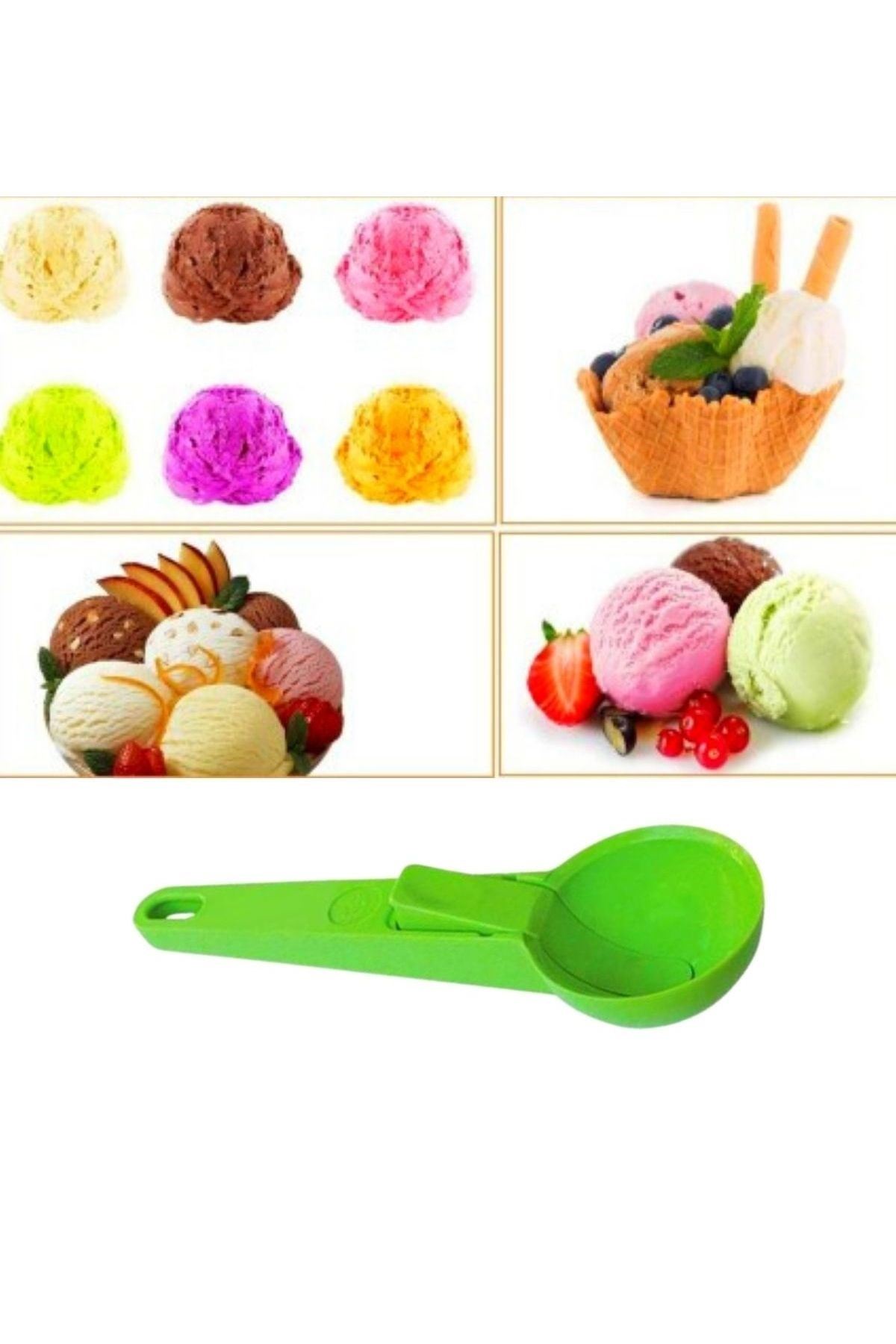 TBL Dekor® Pratik Mandallı Plastik Dondurma Servis Sunum Kepçesi Kaşığı