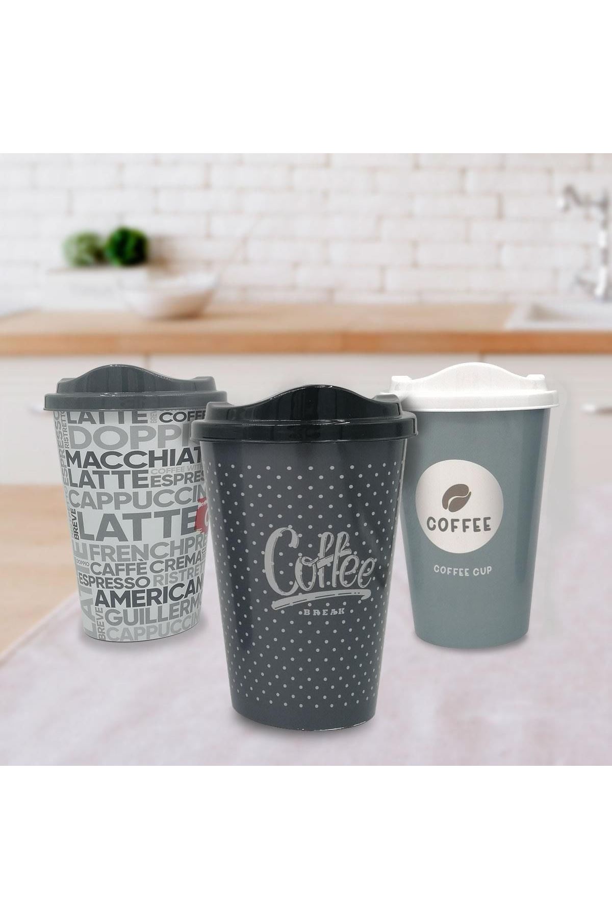 TBL Dekor® 3 Adet Kahve Bardağı Seti Dekoratif Plastik Kahve Muhafaza Bardağı