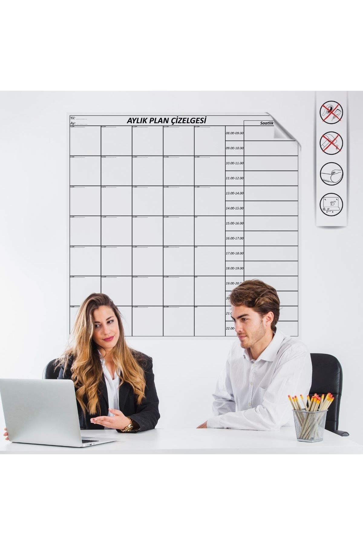 TBL Dekor® Aylık Planlayıcı Manyetik Duvar Stickerı Takvim Plan Çizelgesi