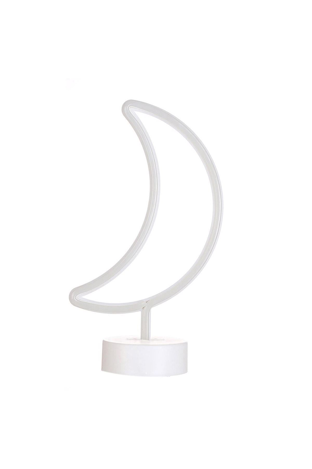 TBL Dekor® Dekoratif Pilli Ay Tasarımlı 3D Neon Led Masa Ve Gece Lambası