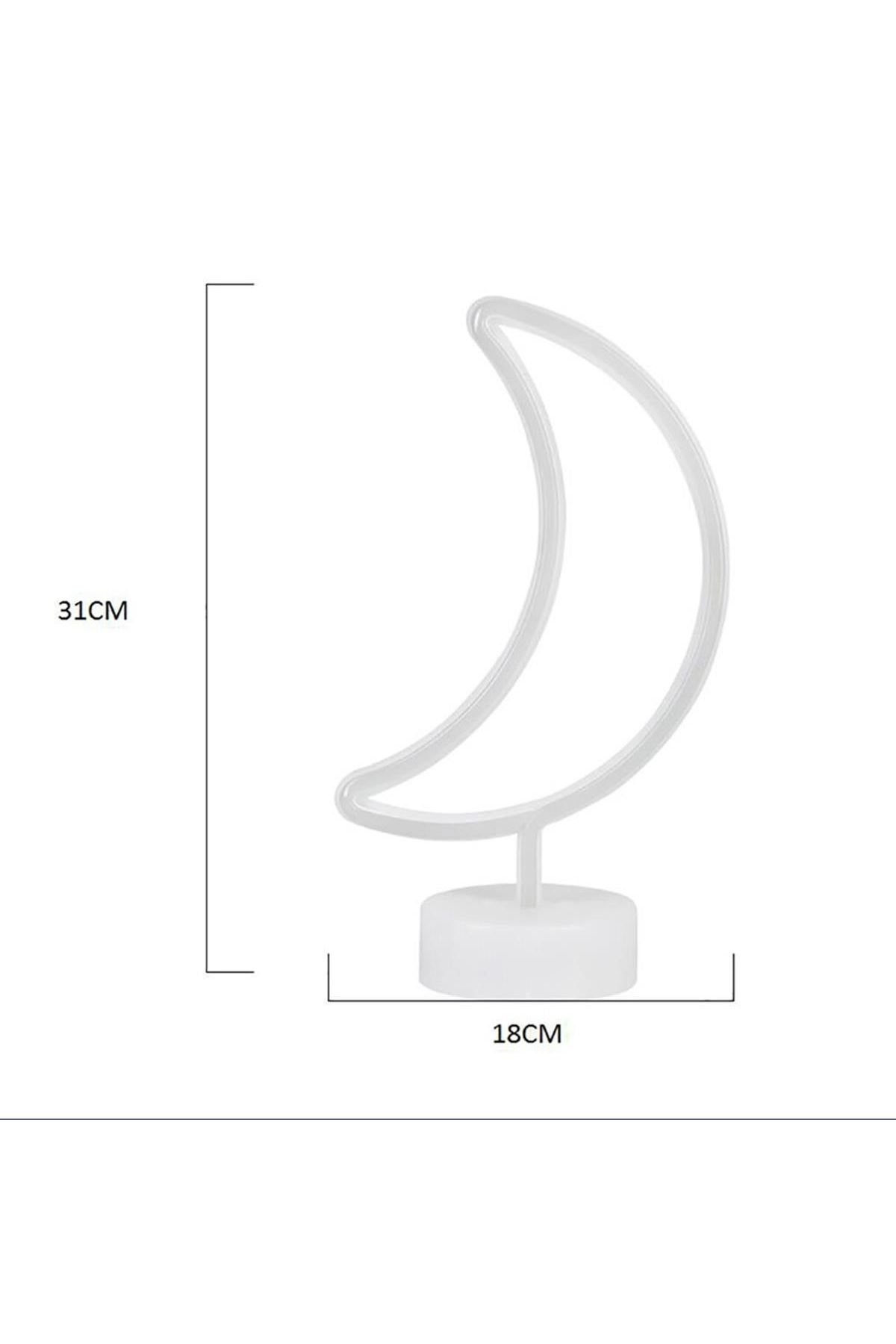 TBL Dekor® Dekoratif Pilli Ay Tasarımlı 3D Neon Led Masa Ve Gece Lambası