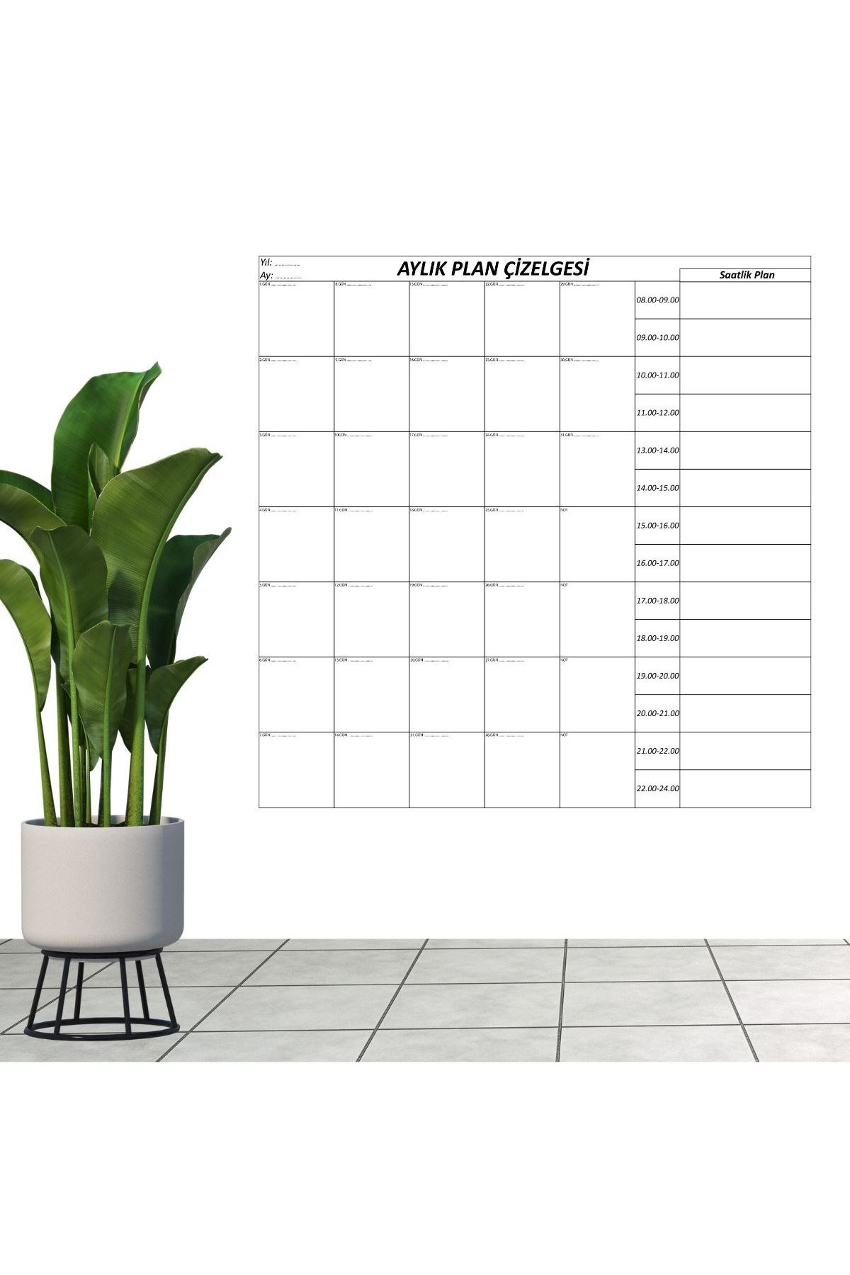 TBL Dekor® Aylık Planlayıcı Manyetik Duvar Stickerı Takvim Plan Çizelgesi