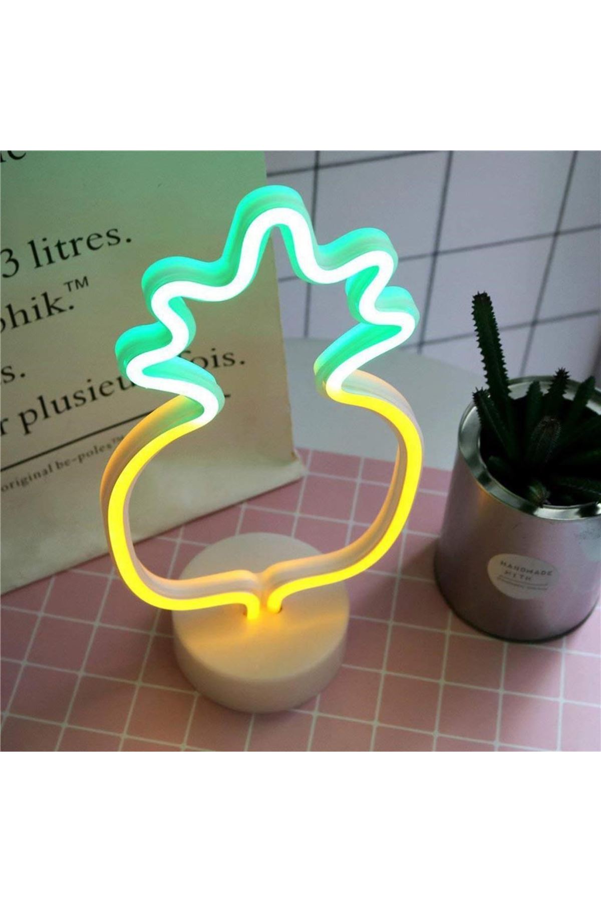 TBL Dekor® Dekoratif Ananaslı Neon Led Masa Ve Gece Lambası Hediyelik Lamba