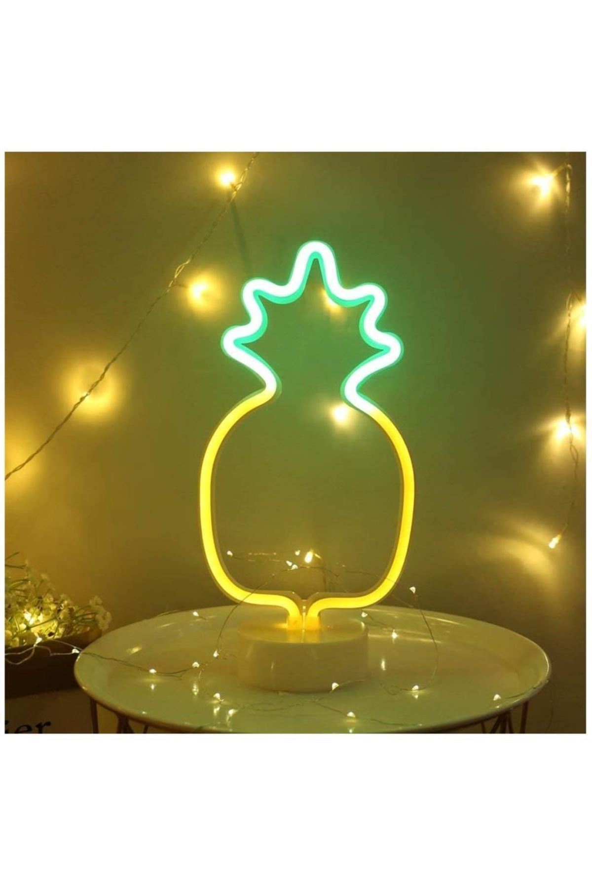 TBL Dekor® Dekoratif Ananaslı Neon Led Masa Ve Gece Lambası Hediyelik Lamba