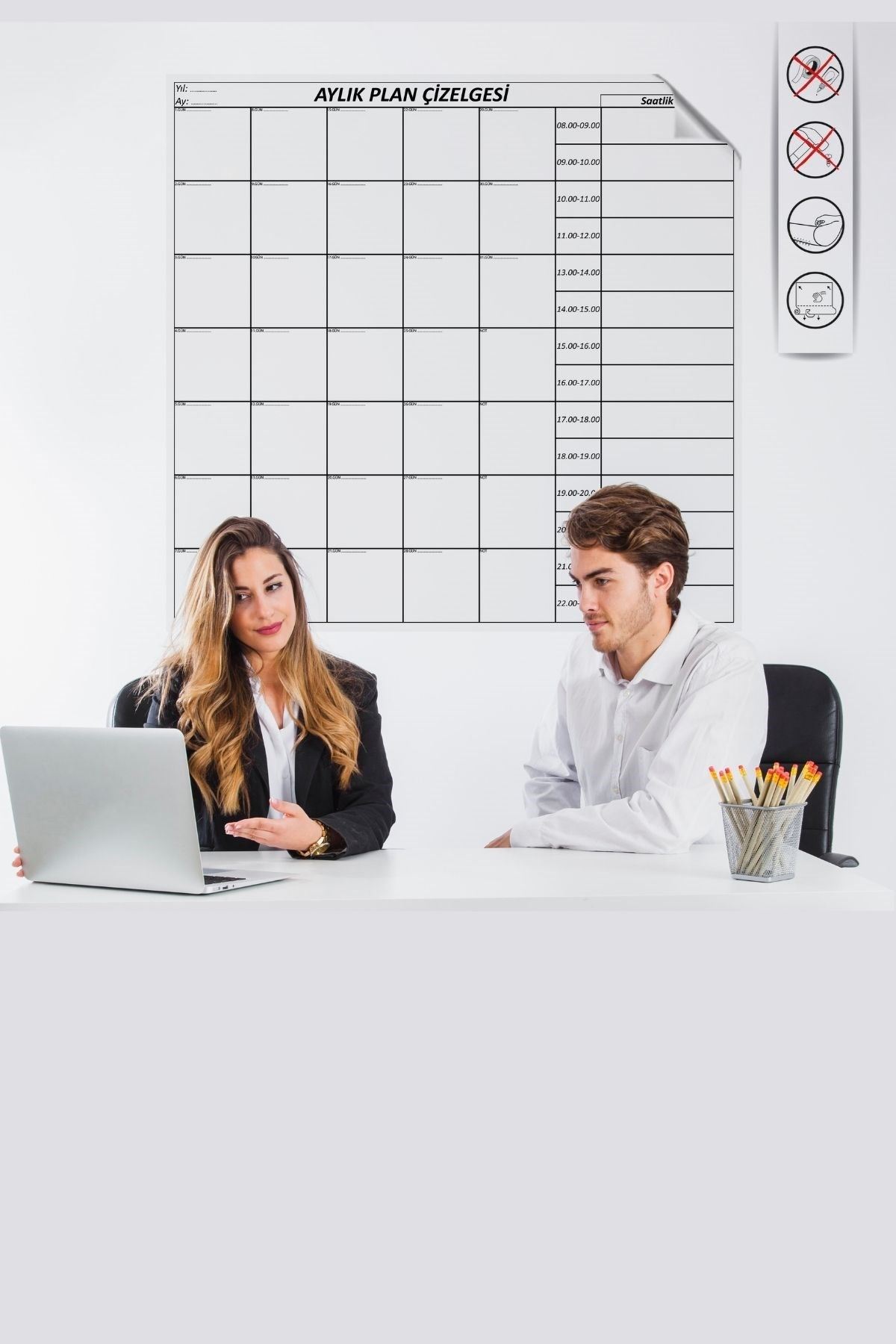 TBL Dekor® Aylık Planlayıcı Manyetik Duvar Stickerı Takvim Plan Çizelgesi