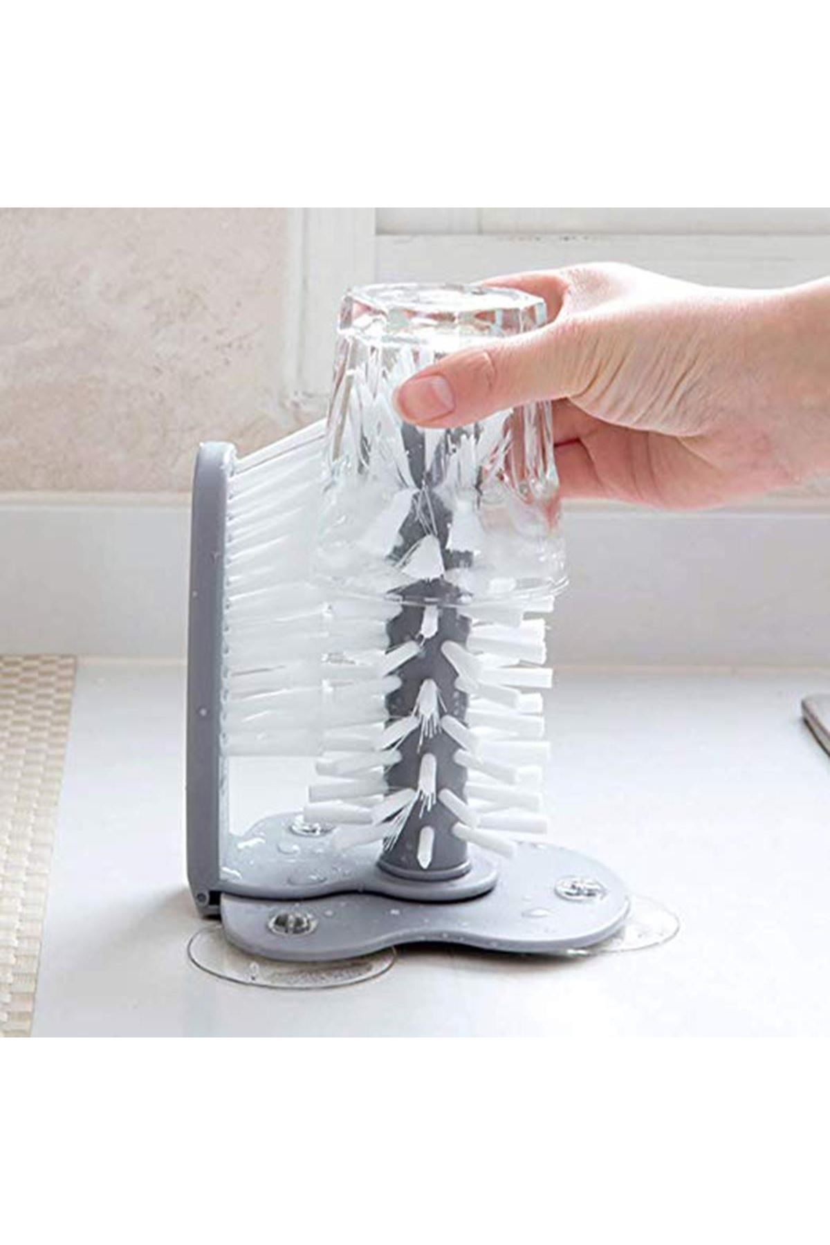 TBL Dekor® Pratik Kolay Fonksiyonel Vantuzlu Elde Bulaşık Yıkama Fırçası