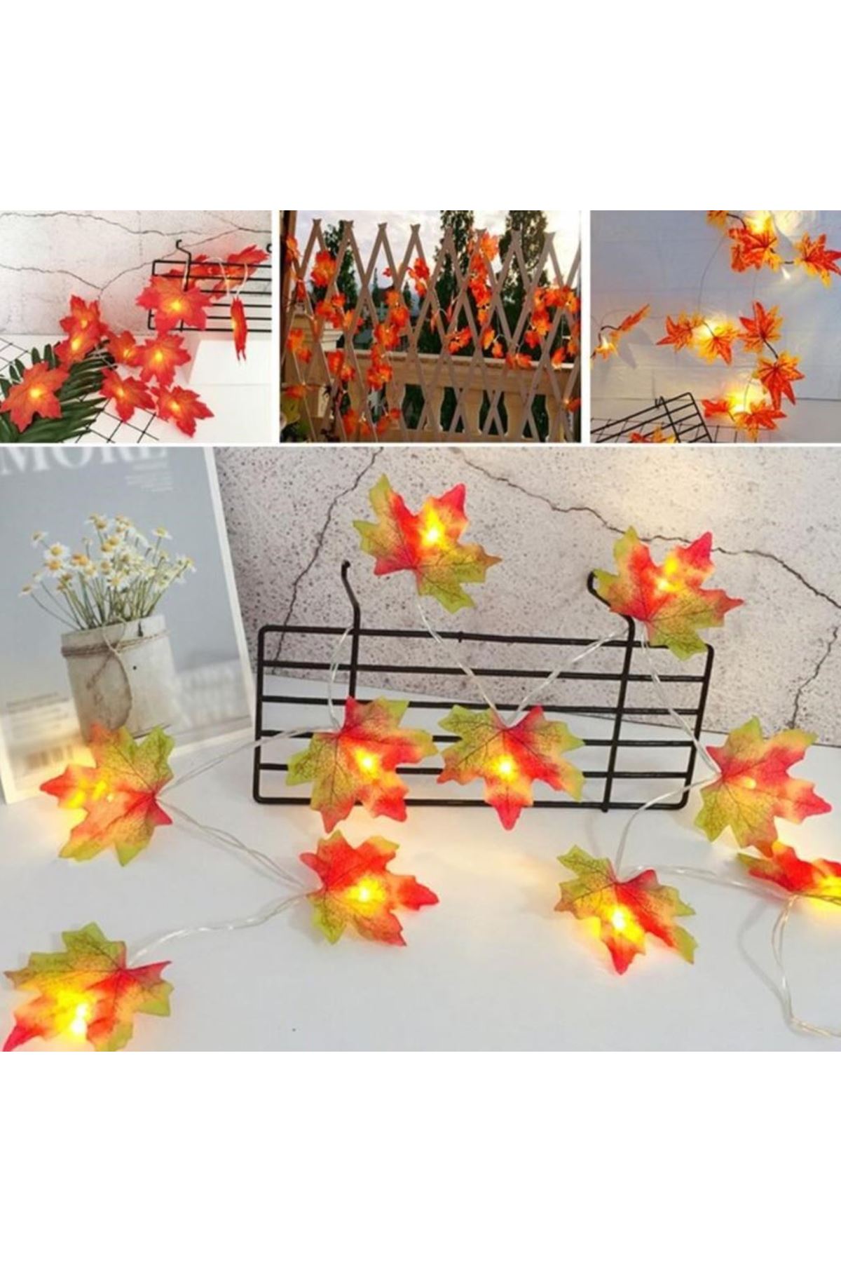 TBL Dekor® Sonbahar Konseptli Dekoratif Yaprak Desenli Şerit Led Gece Lamabası
