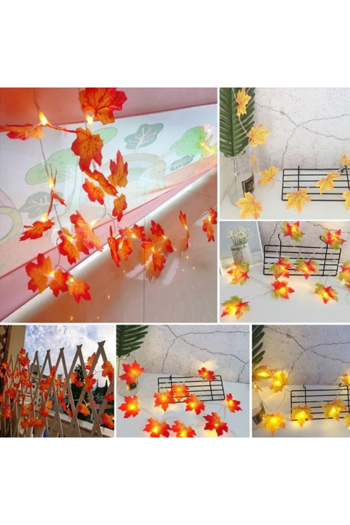 TBL Dekor® Sonbahar Konseptli Dekoratif Yaprak Desenli Şerit Led Gece Lamabası