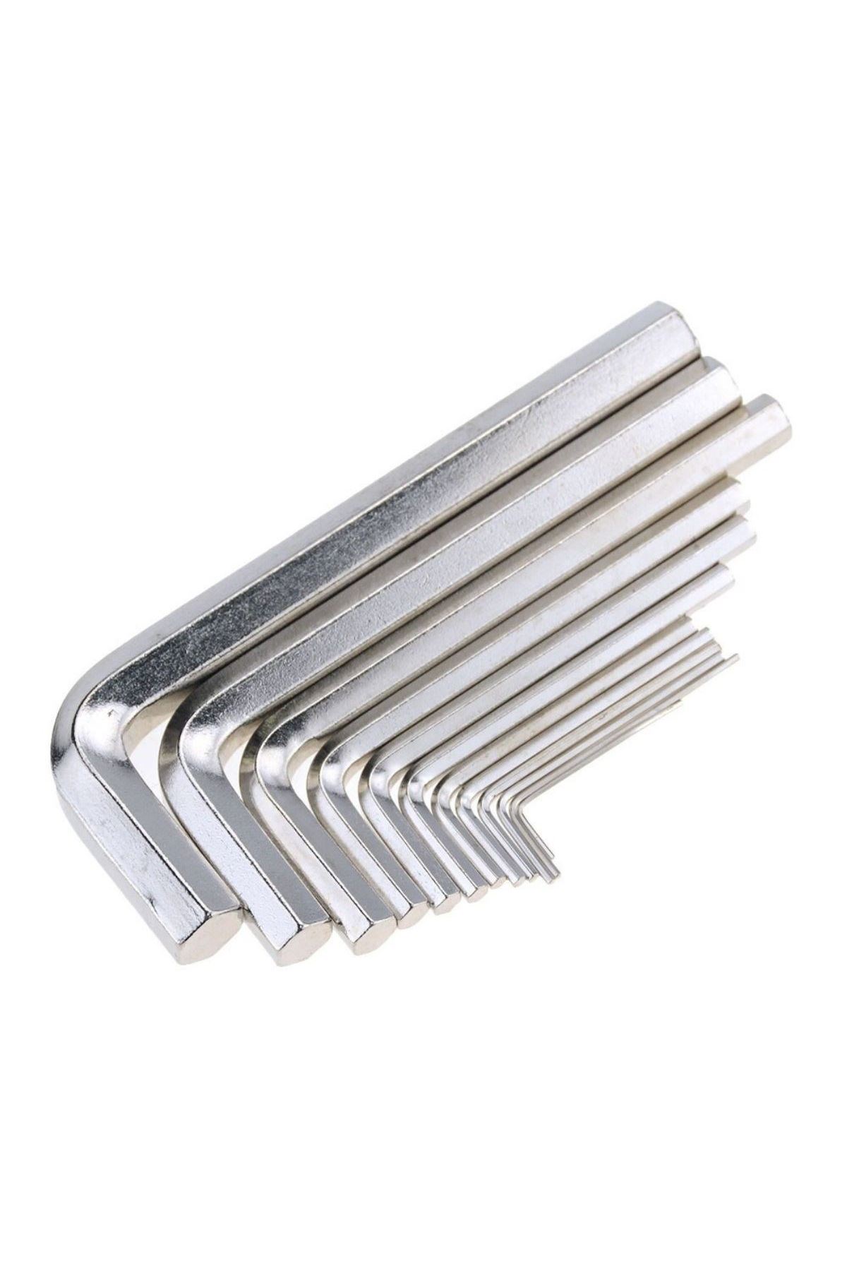 9 Parça Çelik Alyan Seti Kısa Düz Köşe Alyan Anahtar Takımı