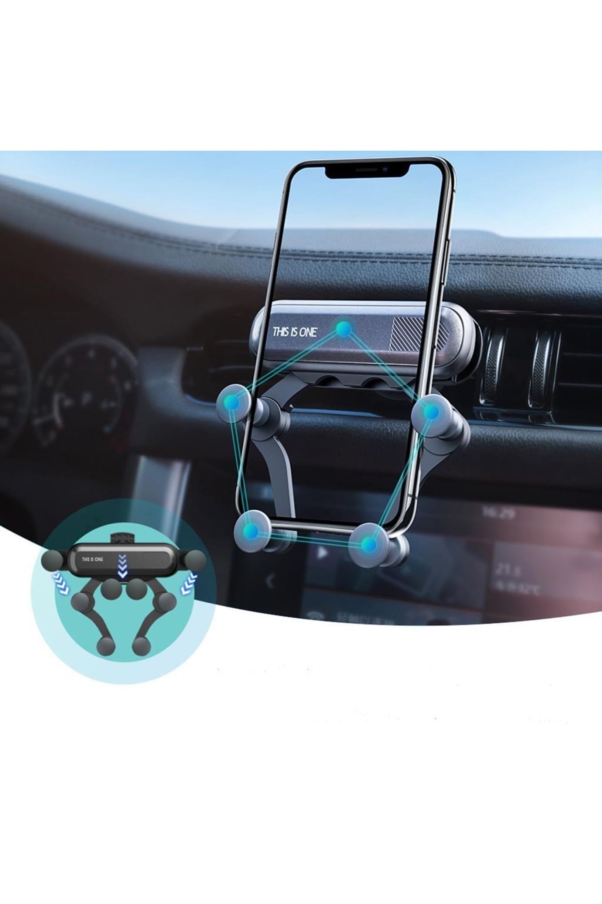 TBL Dekor® 4 Nokta Destekli Araç İçi Cep Telefonu Sabitleyici Tutucu Aparat
