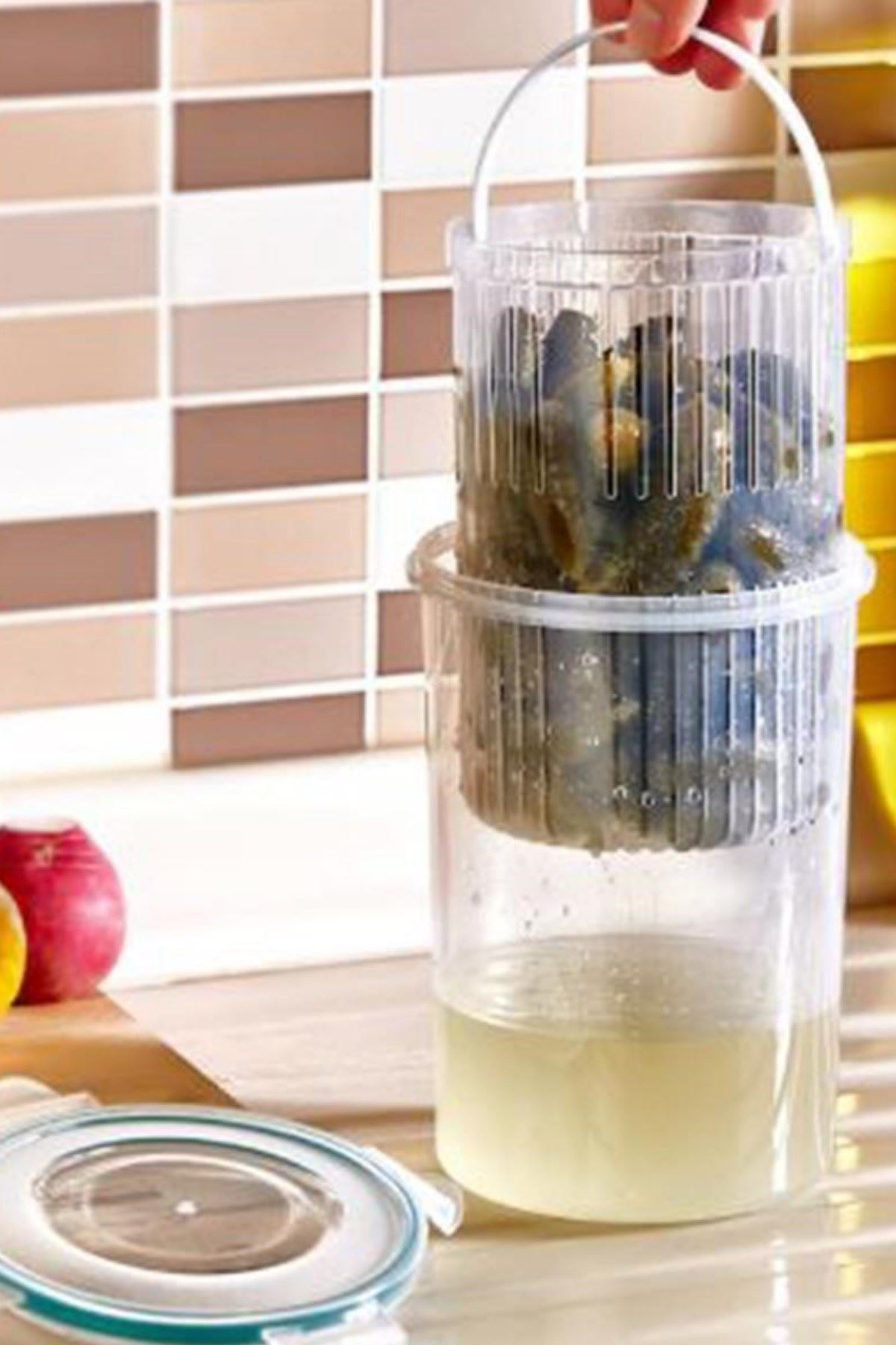 TBL Dekor® Zeytin Turşu Sebze Yıkama Kutusu Klipsli Kapaklı Saklama Kabı