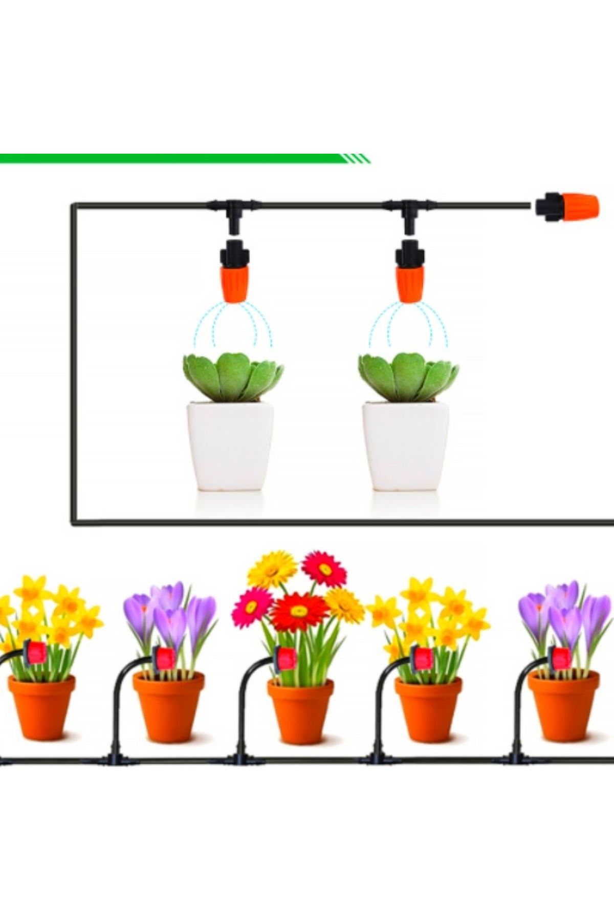 TBL Dekor® 10 Metre Bahçe Damlama Sulama Sistemi Seti Hortum ve Ek Parçaları