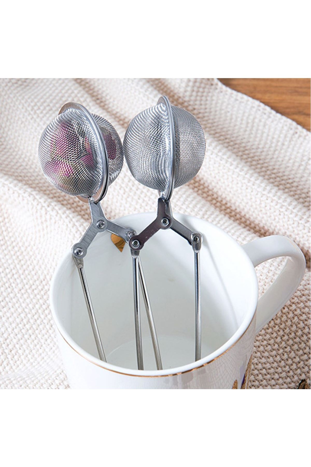 TBL Dekor® Paslanmaz Metal Pratik Kolay Bitki Çayı Demleme Süzgeci Aparatı