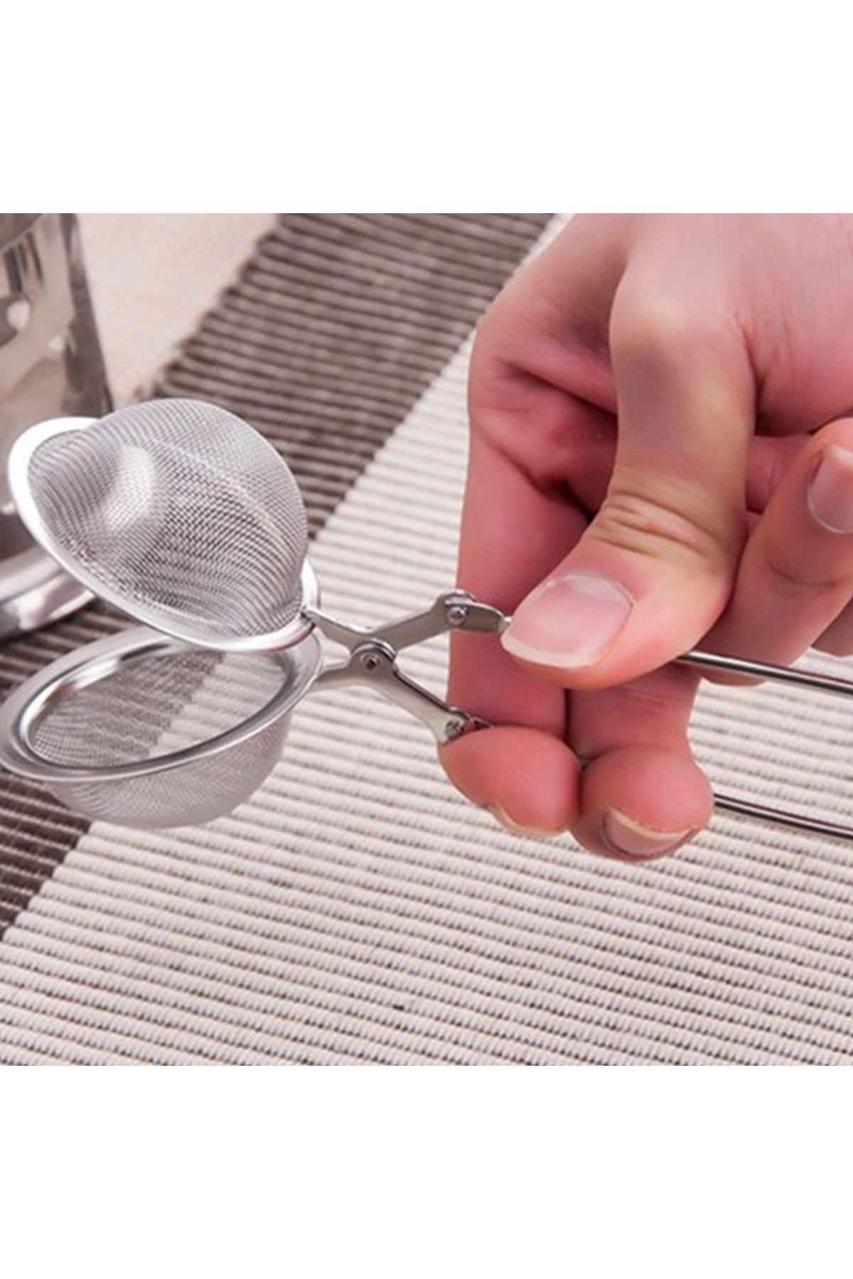 TBL Dekor® Paslanmaz Metal Pratik Kolay Bitki Çayı Demleme Süzgeci Aparatı