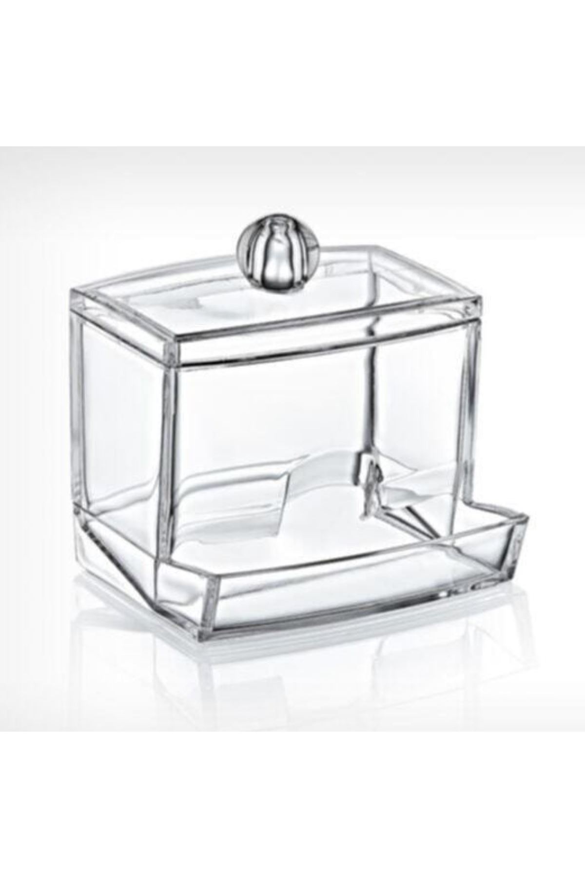 TBL Dekor® Şeffaf Kapaklı Kulak Temizleme Çubuğu Organizatörü Saklama Kutusu