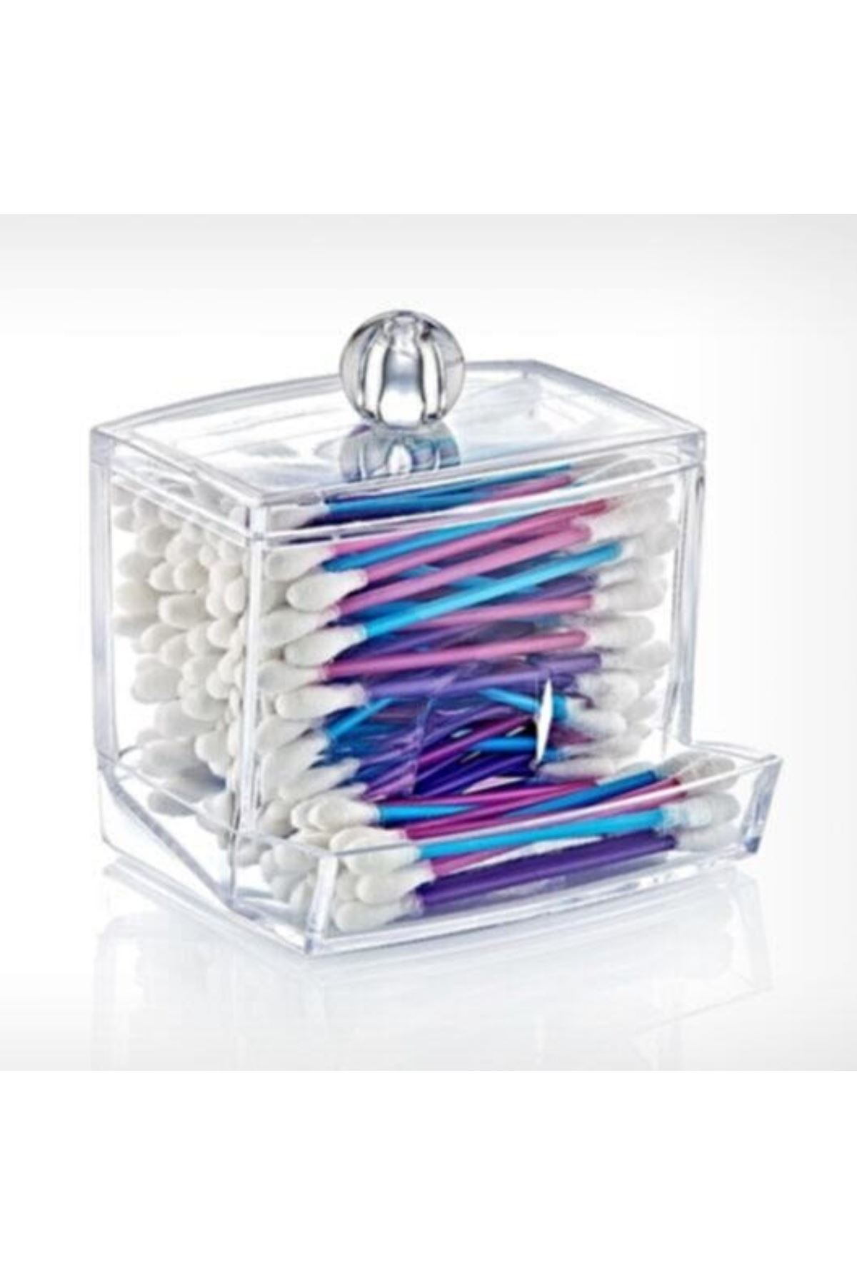 TBL Dekor® Şeffaf Kapaklı Kulak Temizleme Çubuğu Organizatörü Saklama Kutusu