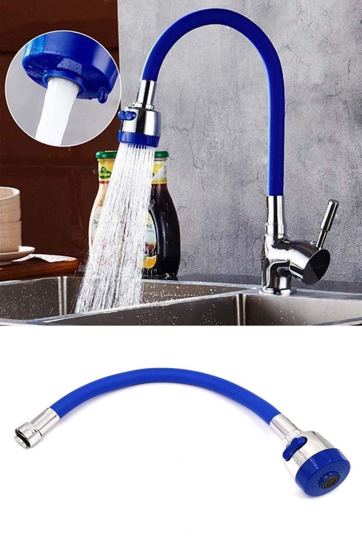 TBL Dekor® Oynar Başlıklı Tasarruflu Kubar Musluk Borusu ve Başlığı Mavi