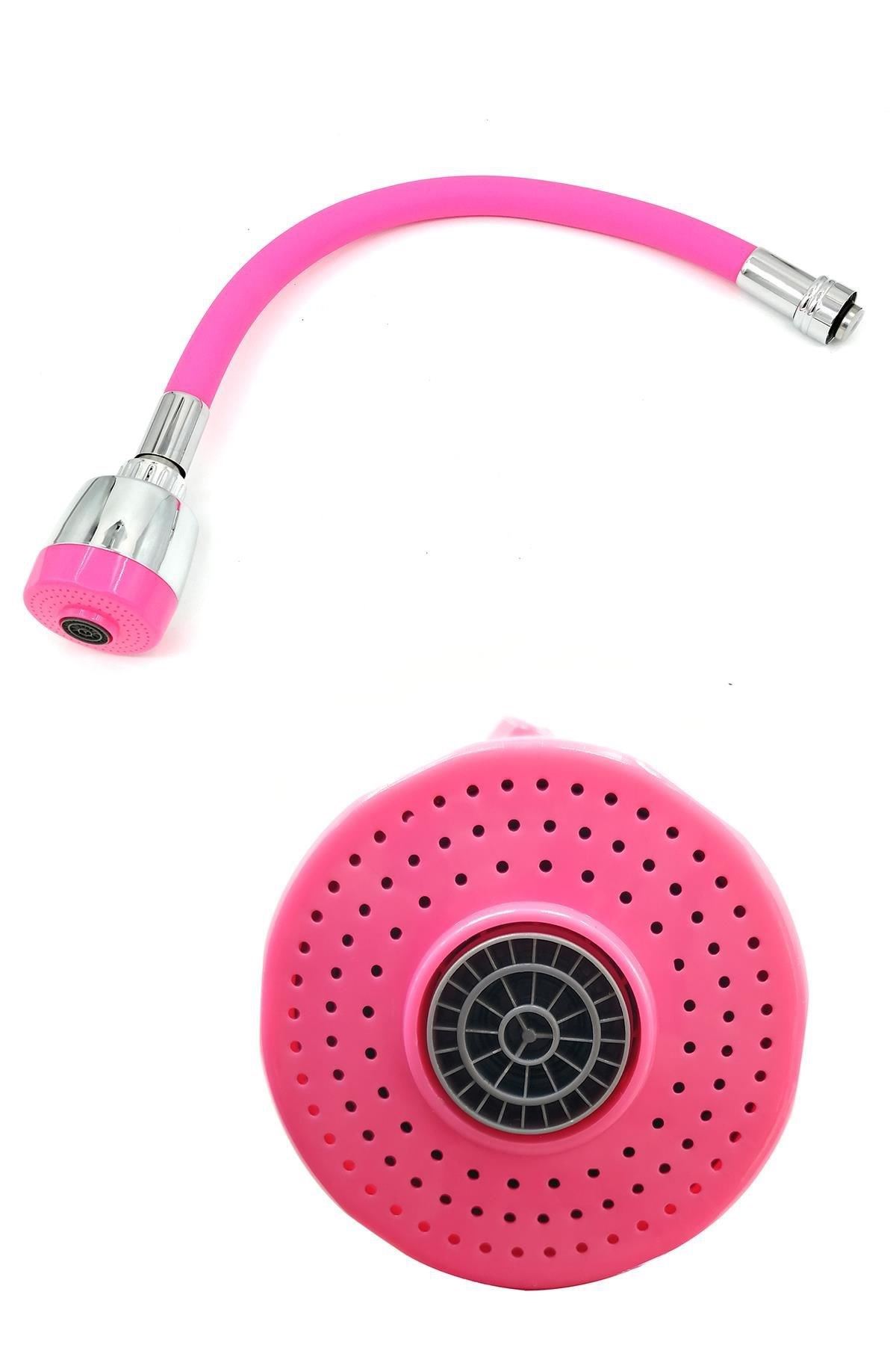 TBL Dekor® Oynar Başlıklı Tasarruflu Kubar Musluk Borusu ve Başlığı  Pembe