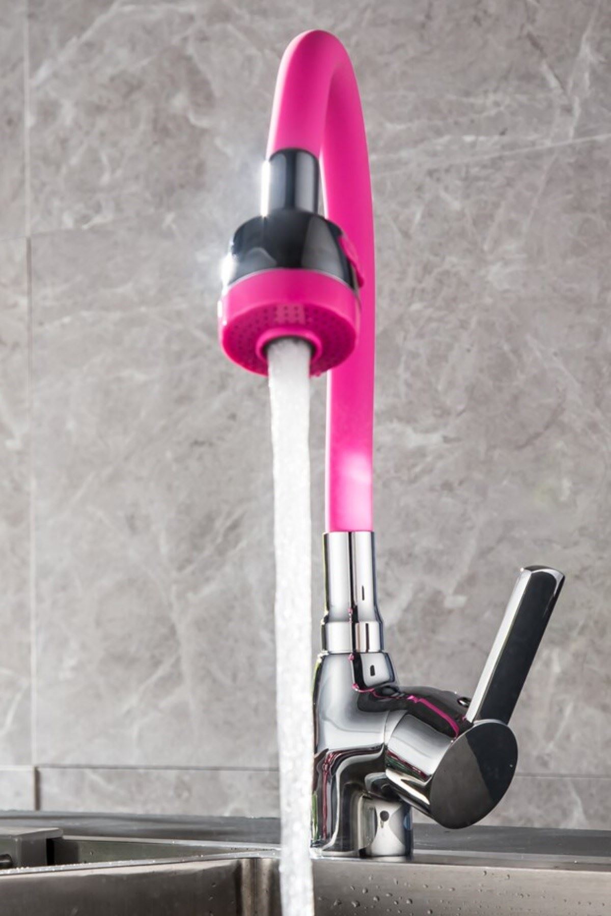 TBL Dekor® Oynar Başlıklı Tasarruflu Kubar Musluk Borusu ve Başlığı  Pembe