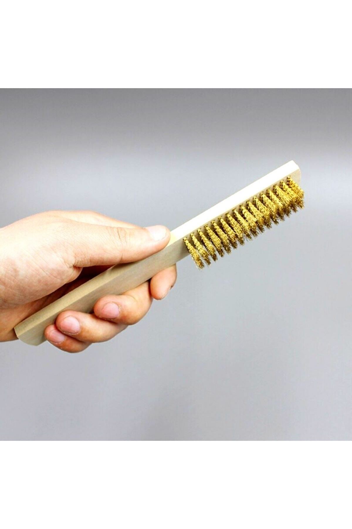 TBL Dekor® Metal Telli Fırça Ahşap Saplı Pas Kir Sökme Temizleme Fırçası