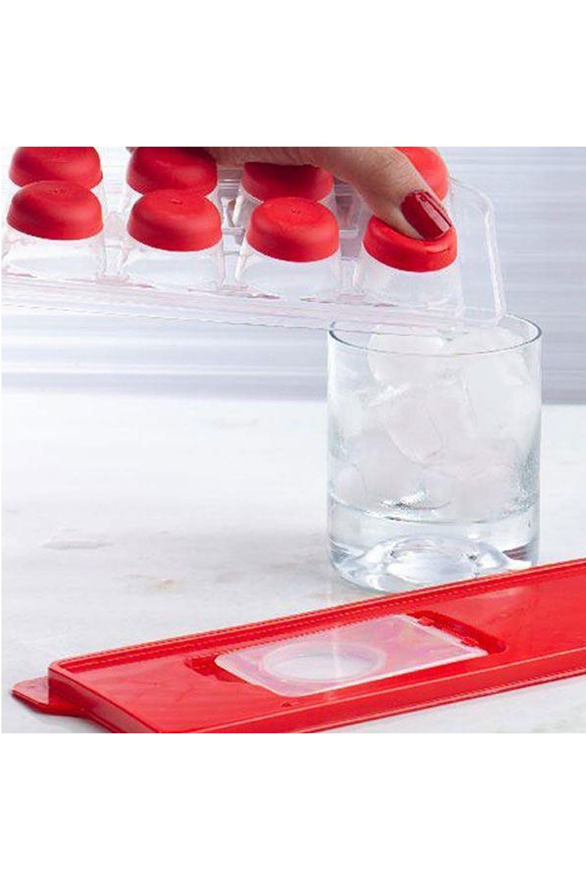 TBL Dekor® 12li Kapaklı Yapışmaz Silikon Tabanlı Plastik Küp Buz Kalıbı