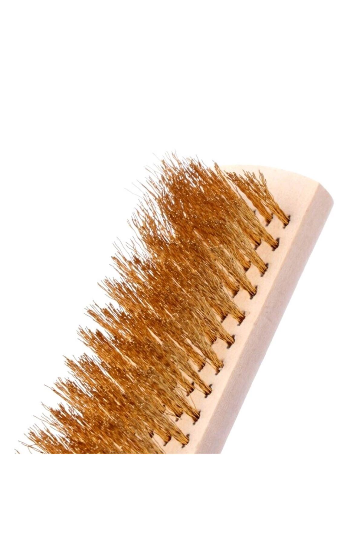 TBL Dekor® Metal Telli Fırça Ahşap Saplı Pas Kir Sökme Temizleme Fırçası