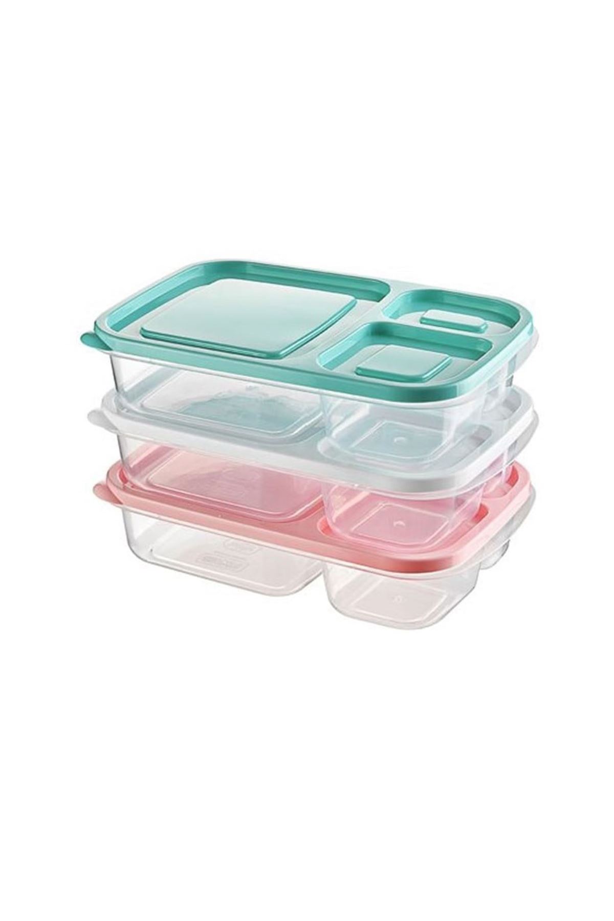 TBL Dekor® 3 Bölmeli Sefer Tası Pratik Kolay Gıda Diyet Saklama Erzak Kabı