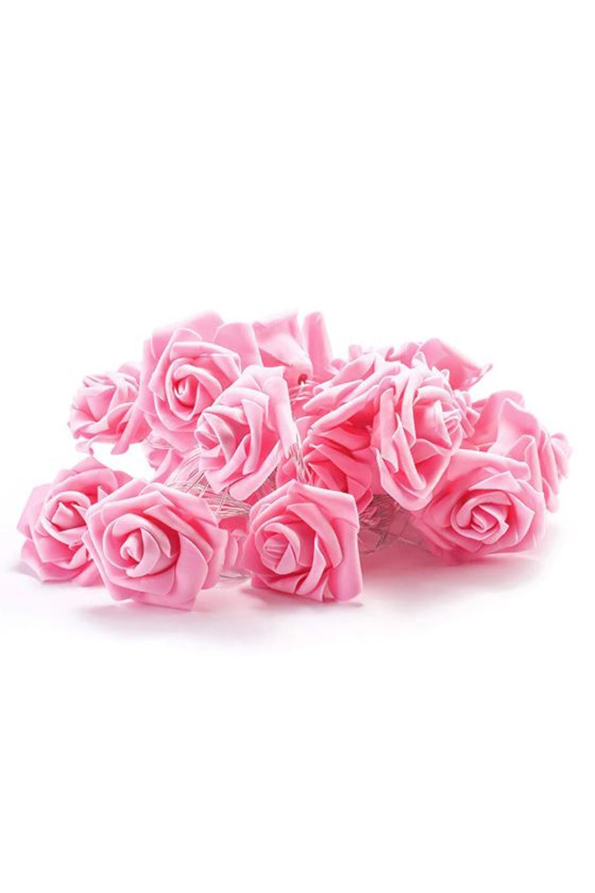 TBL Dekor® Yapay Gül Tasarımlı Dekoratif Led Işık Gül Detaylı Led Işık Pilli (20 Gül)