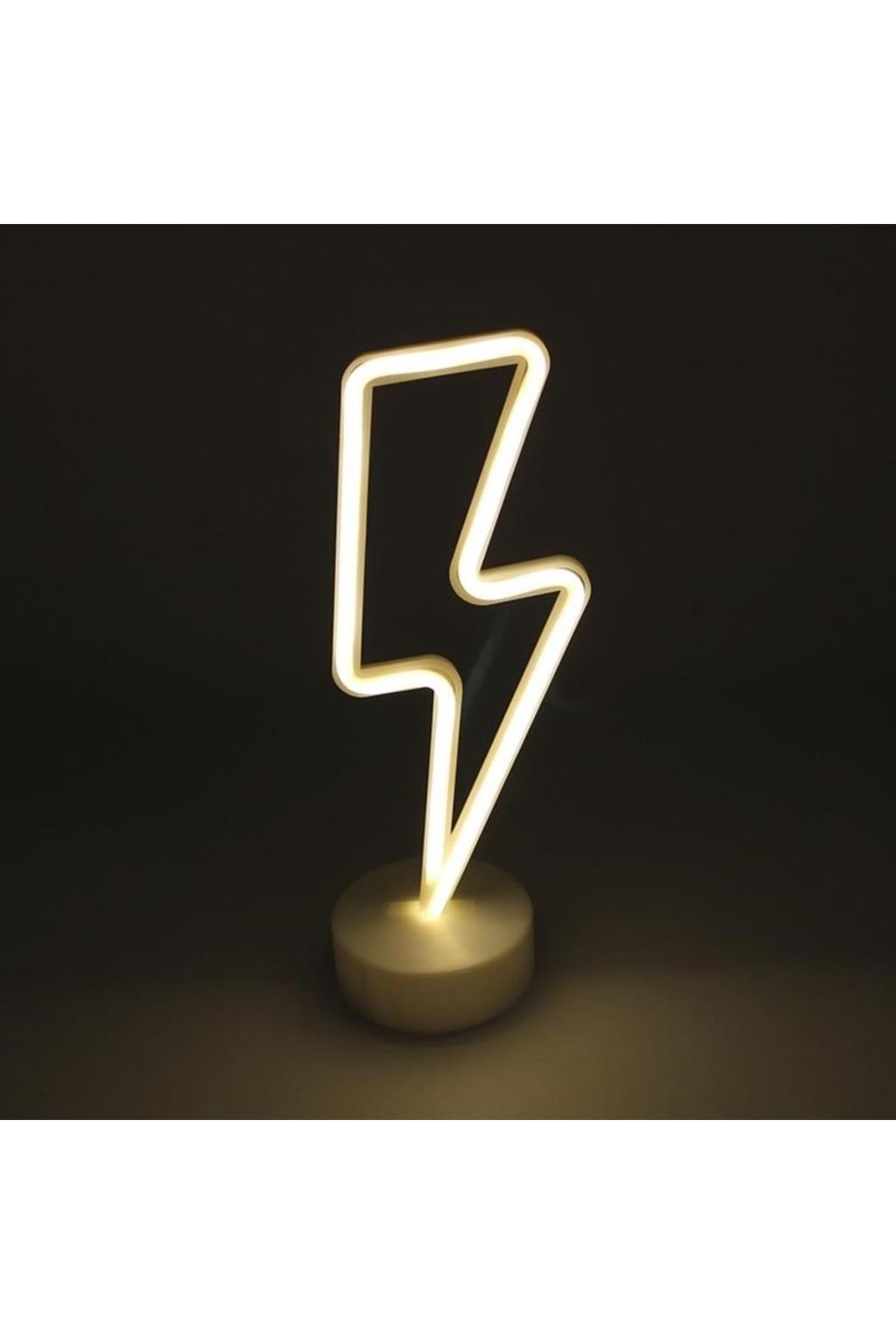 TBL Dekor® Dekoratif Şimşek Şeklinde Pilli Neon Led Lamba Süs Masa Lambası