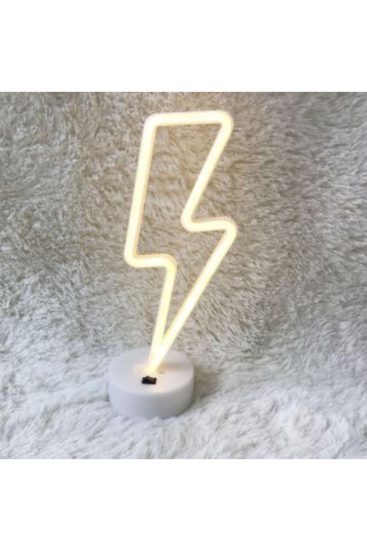 TBL Dekor® Dekoratif Şimşek Şeklinde Pilli Neon Led Lamba Süs Masa Lambası